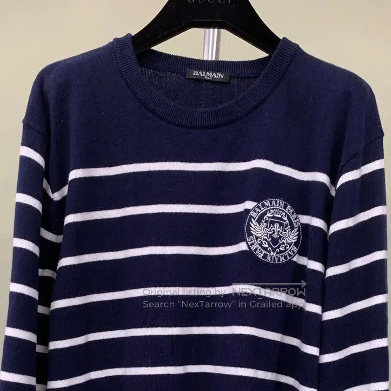 Balmain Balmain Women's Striped Sweater in Dark Blue . Size L / US 10 / IT 46 - 5 Thumbnail