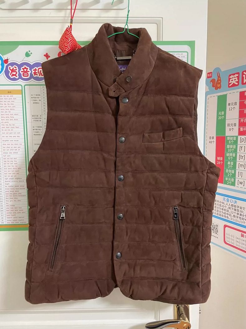 RRL Ralph Lauren RRL Ralph Lauren Purple Label Dark Coffee Lamb Skin Down V Size 40R - 1 Thumbnail