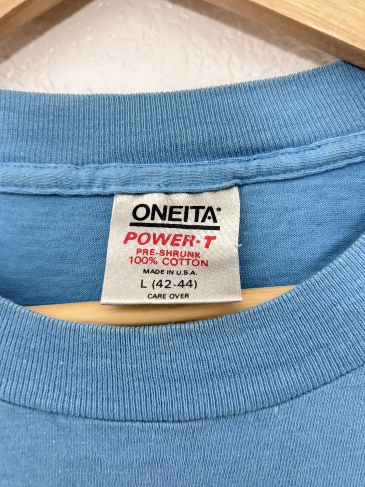 Vintage 80’s Oneita Tag California beach faded blue shirt Size US L / EU 52-54 / 3 - 4 Thumbnail
