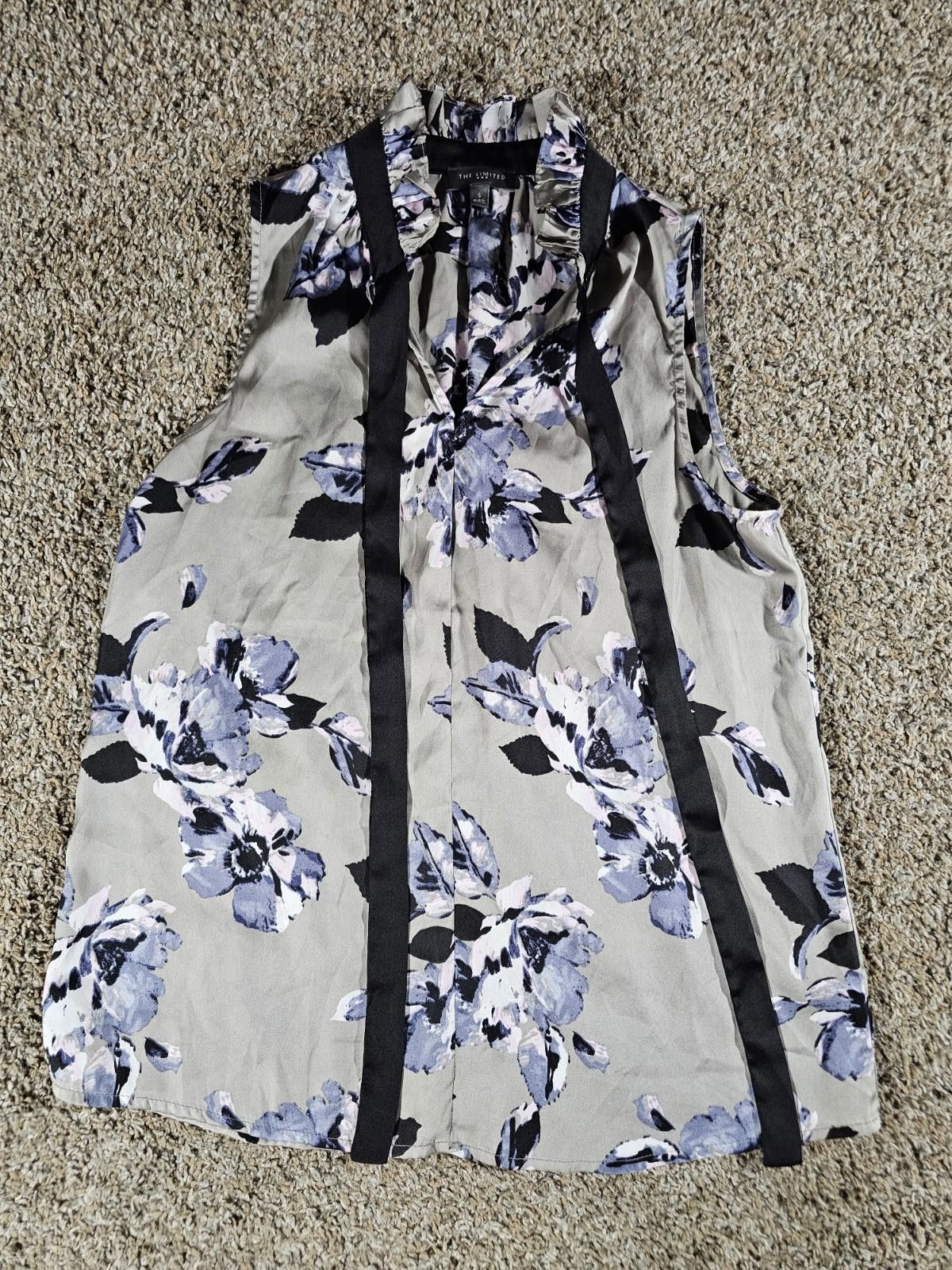 Other The LIMITED Small Gray Floral Tie Tank Top Size S / US 4 / IT 40 - 1 Thumbnail