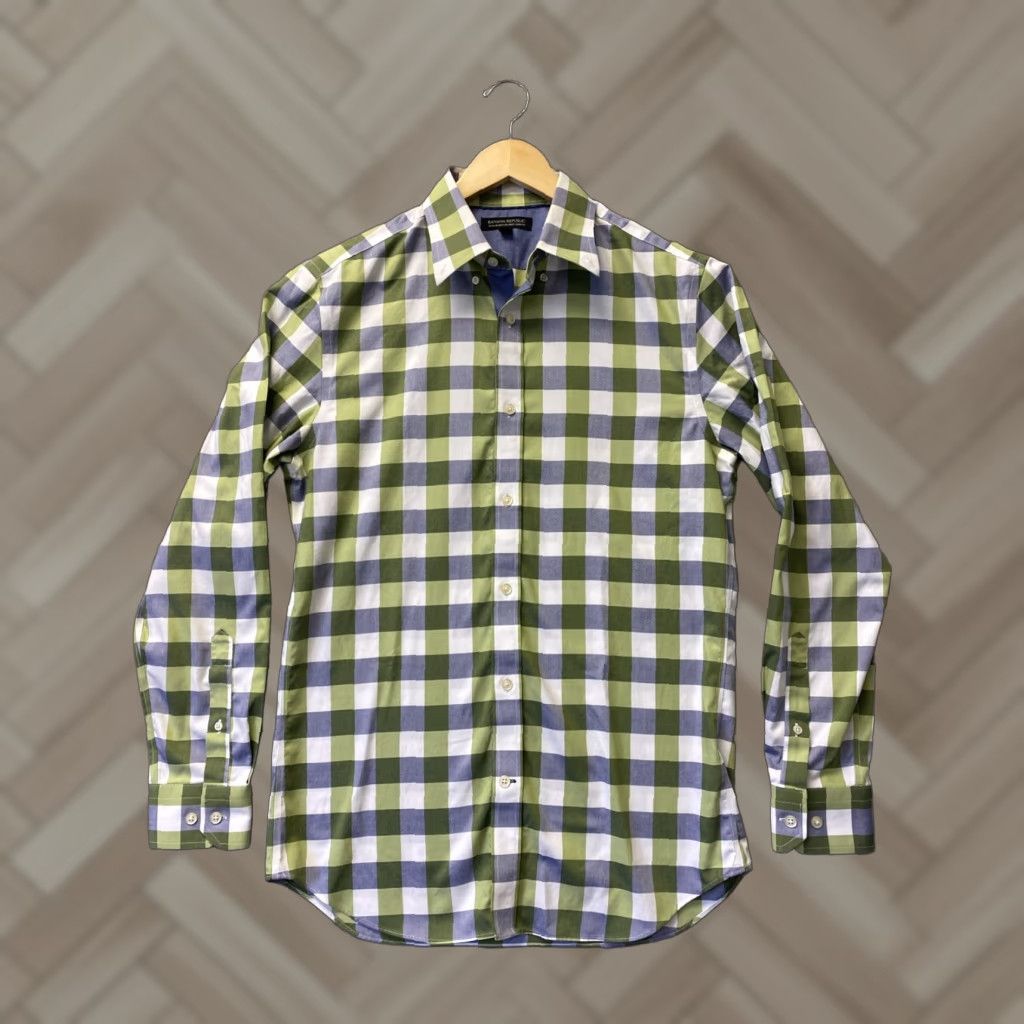 Banana Republic Banana Republic Button Shirt Men’s M Slim Green Blue Gray Check Plaid /167-27 Size US M / EU 48-50 / 2 - 1 Thumbnail