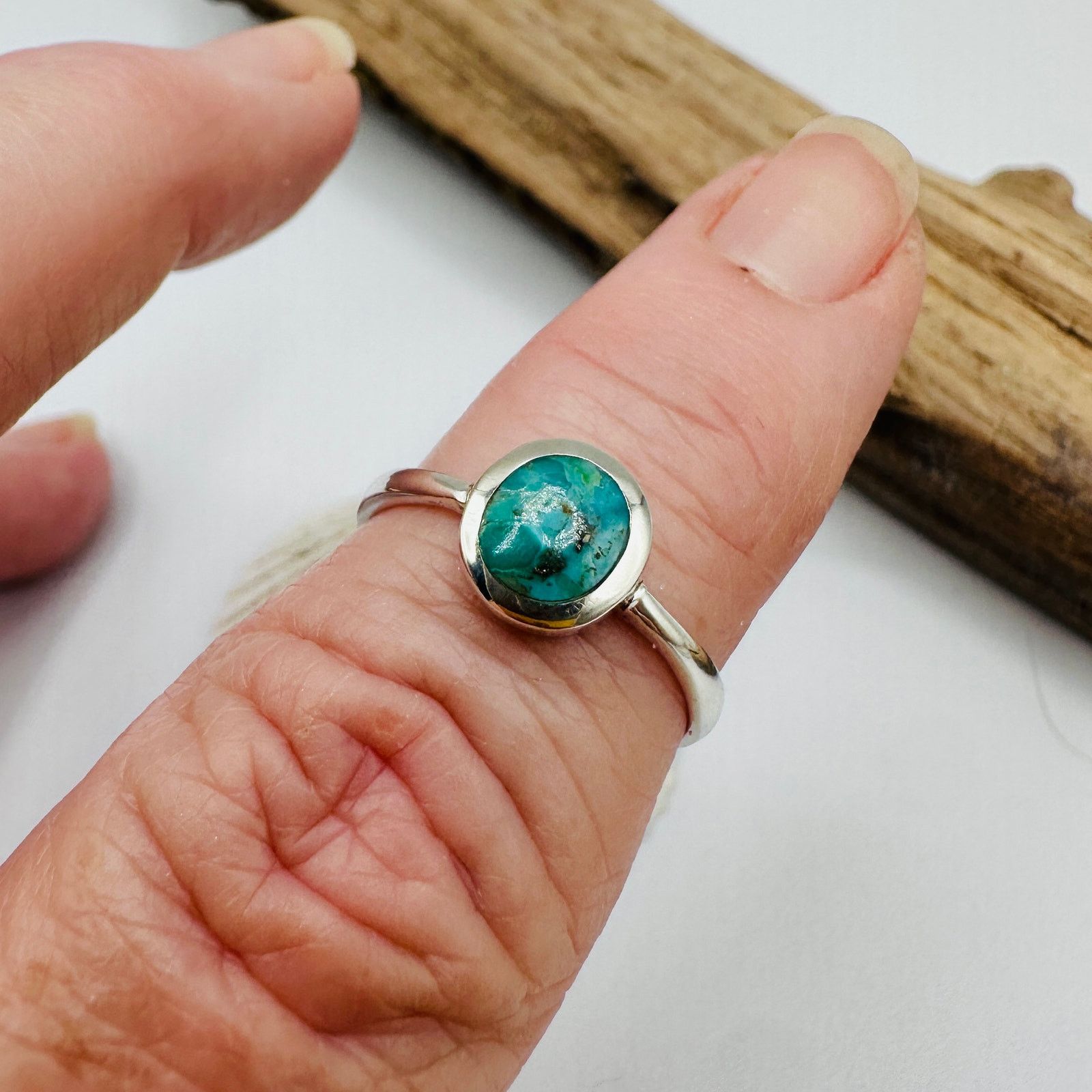 The Unbranded Brand Sterling Silver Genuine Turquoise Ring, Boho Ring Size ONE SIZE - 2 Thumbnail