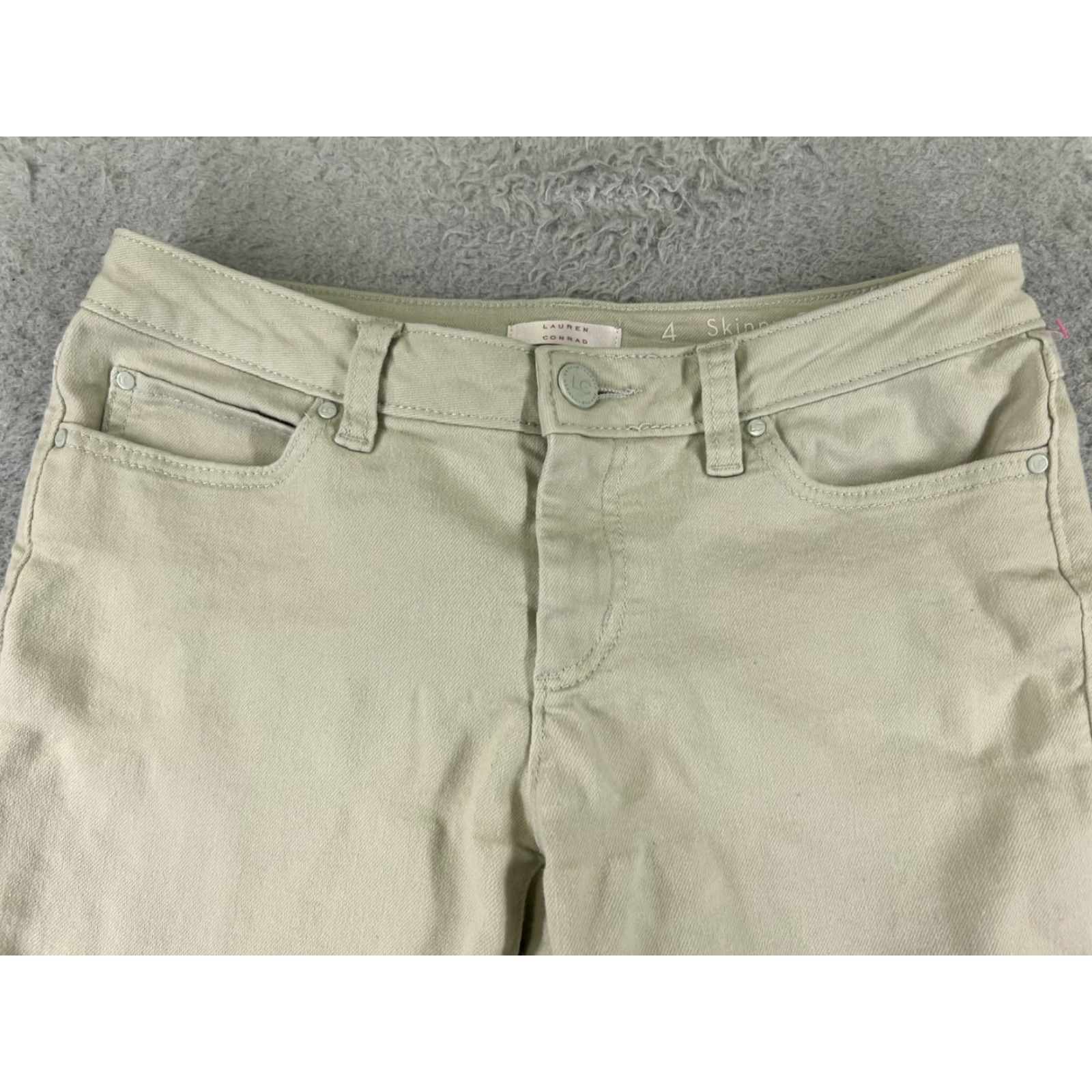 Vintage LC Lauren Conrad Jeans Women 4 Beige Denim Skinny Crop 27x24 Cotton Blend Low Rise 5-Pocket Size 27" / US 4 / IT 40 - 4 Thumbnail