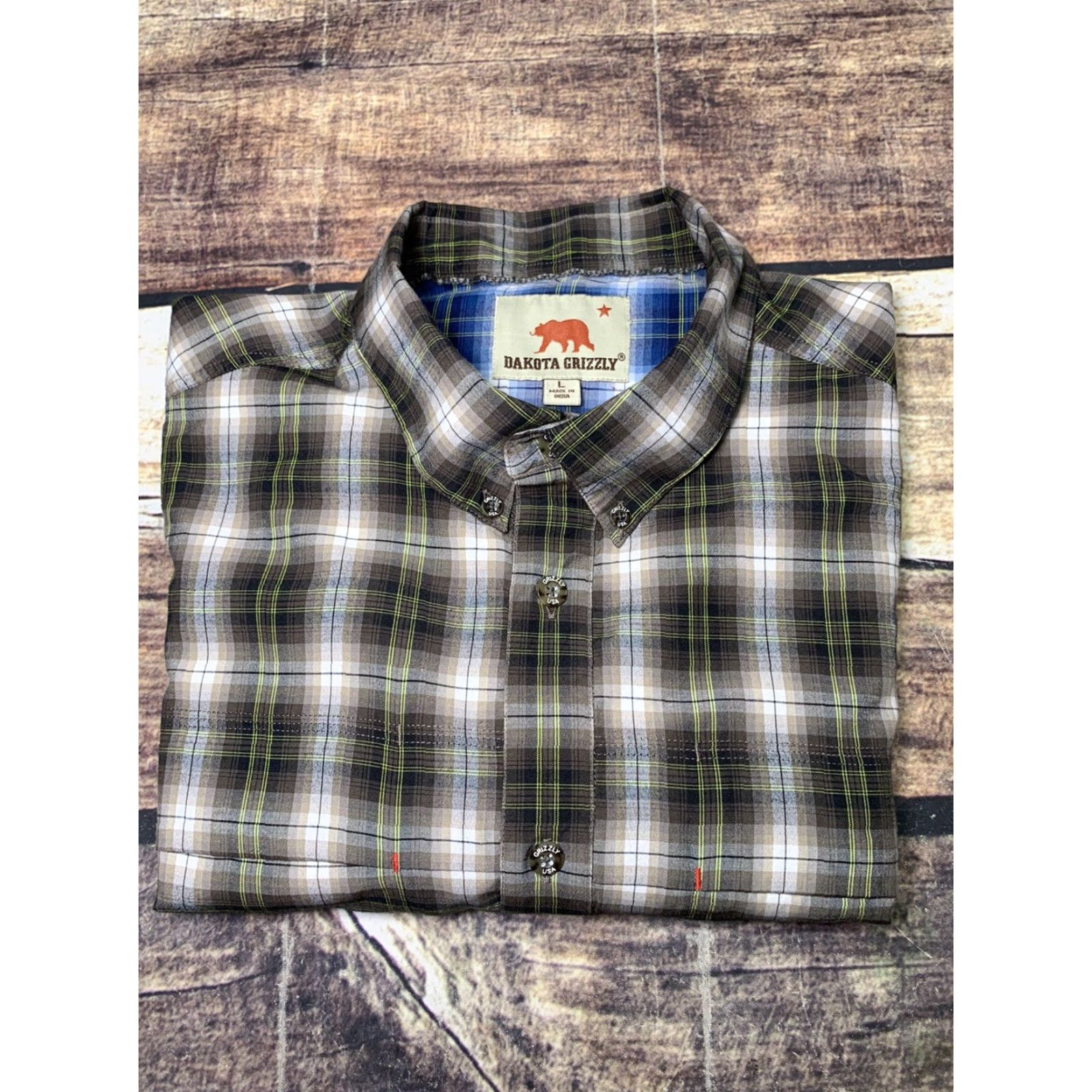Vintage Dakota Grizzly Shirt Long Sleeve Mens Large Brown Plaid Button Down Size US L / EU 52-54 / 3 - 8 Thumbnail