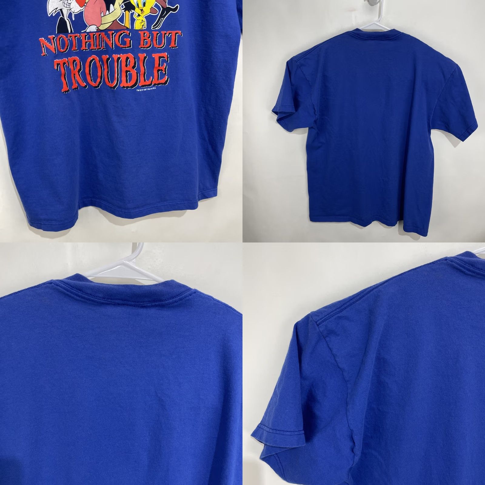 Vintage VINTAGE Looney Tunes T-Shirt Men XL Blue 90s Bugs Bunny Tweety Daffy Shirt Crew Neck Short Sleeve Cartoon Graphic Print Scene Florida LL Size US XL / EU 56 / 4 - 9 Thumbnail
