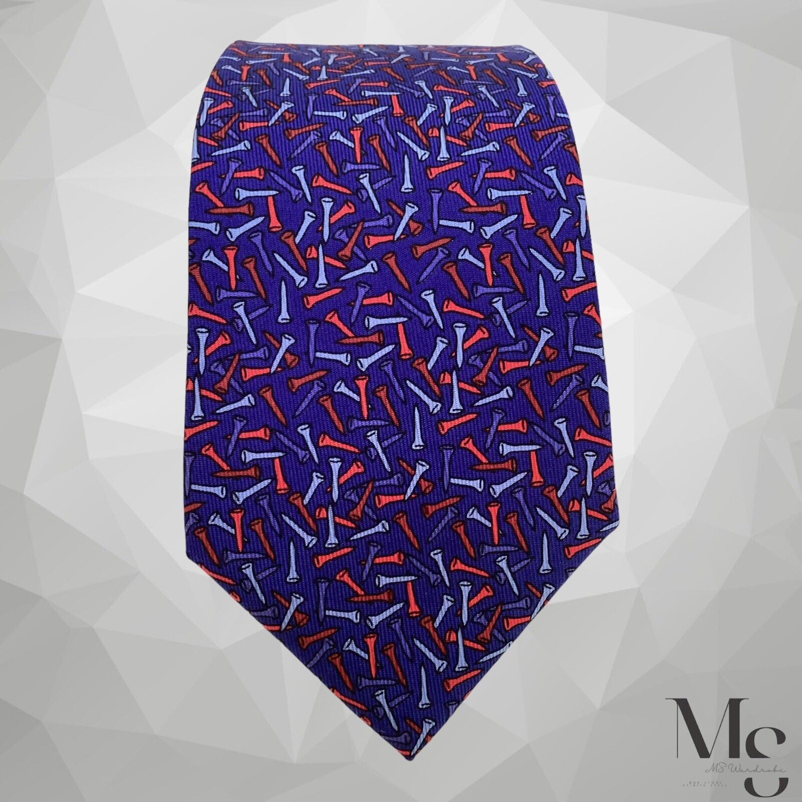 Turnbull & Asser TURNBULL & ASSER Blue Nails Print Silk Tie Made In England W Size ONE SIZE - 3 Thumbnail