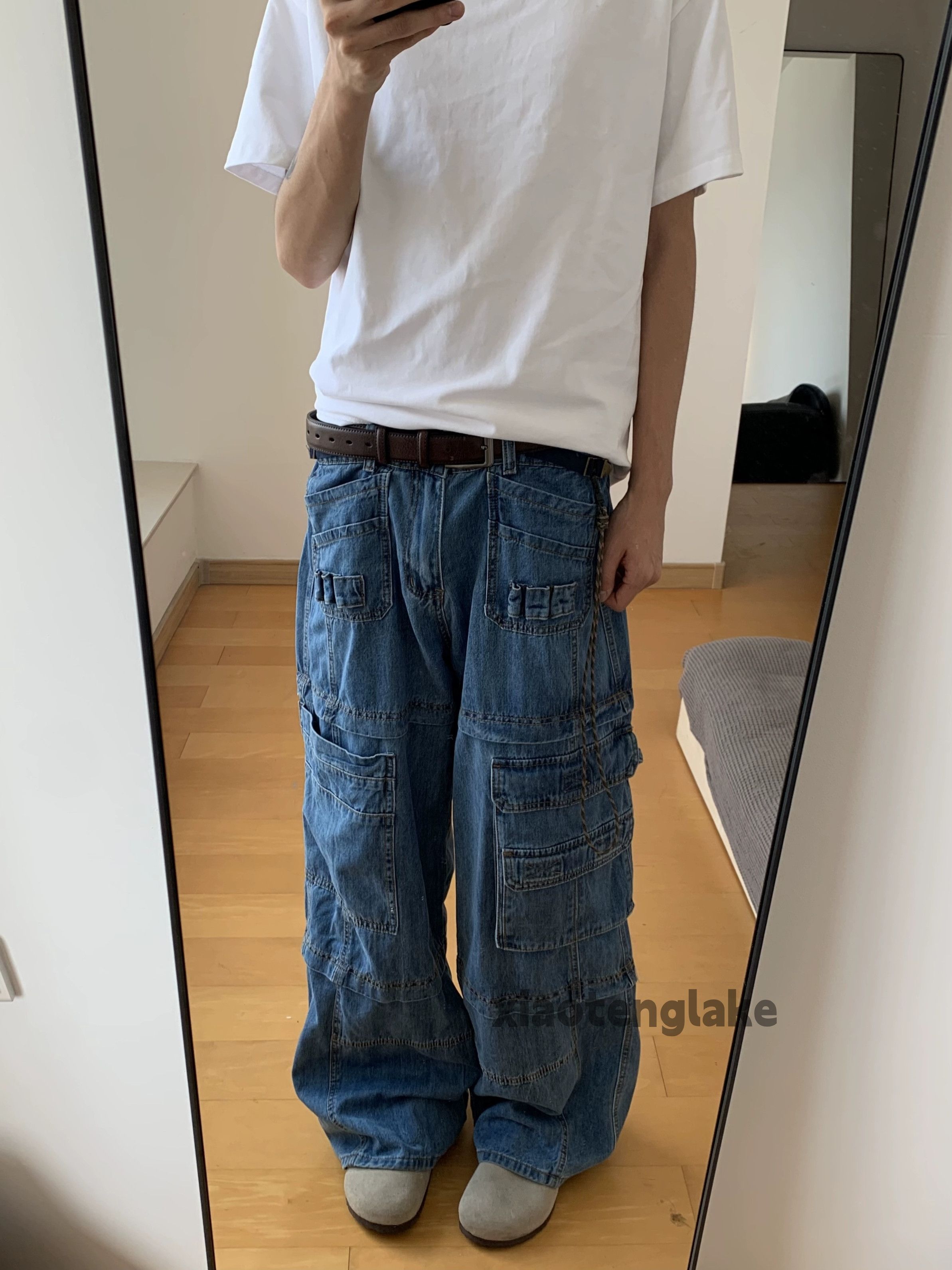 Jean × Vintage washed faded utility military loose baggy cargo jeans Size US 34 / EU 50 - 3 Thumbnail
