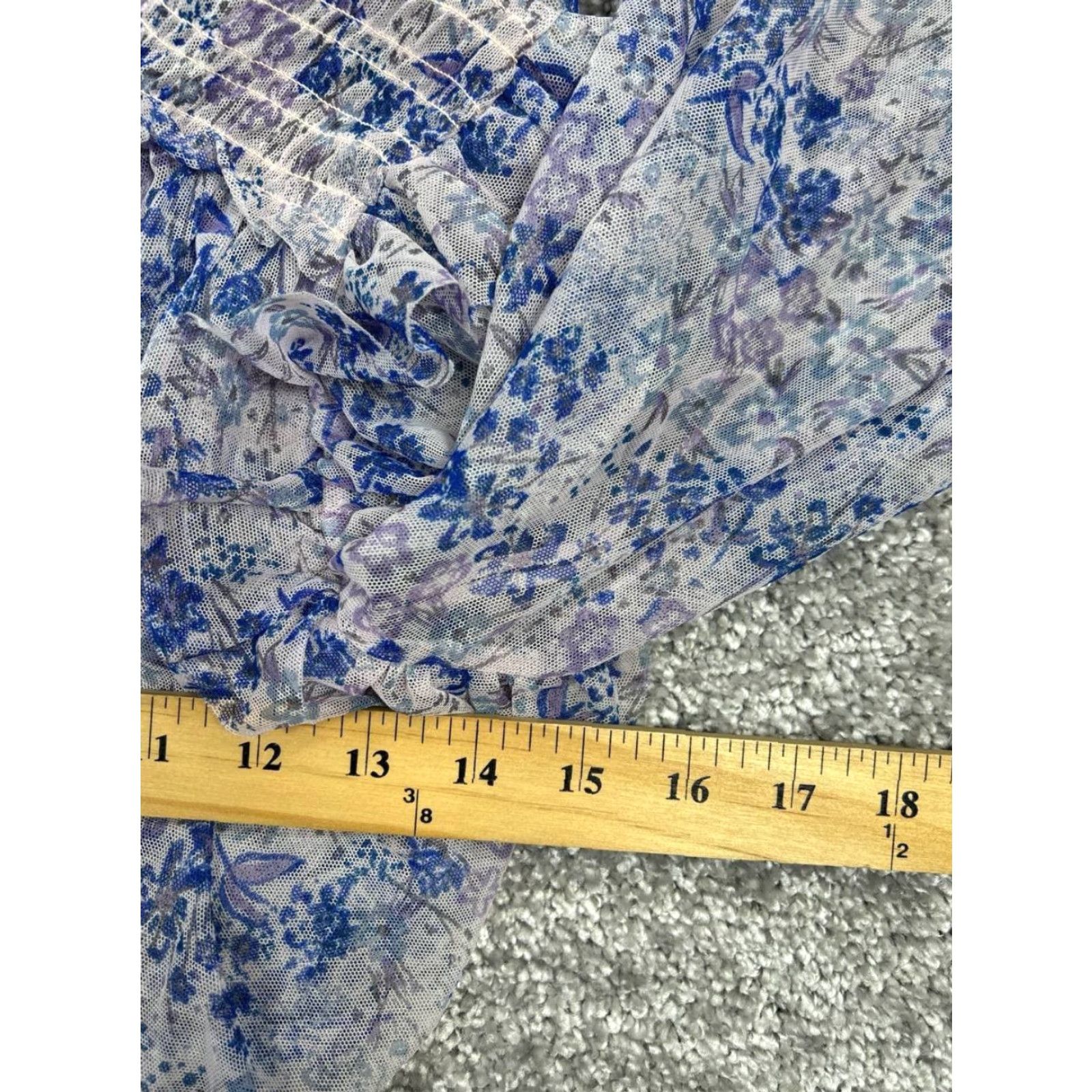 Free People Free People Shirt XS Womens Blue Floral Blouse V-Neck Cropped Bohemian Casual Lightweight Relaxed Linen Rayon Blouse - N/A Size XS / US 0-2 / IT 36-38 - 6 Thumbnail