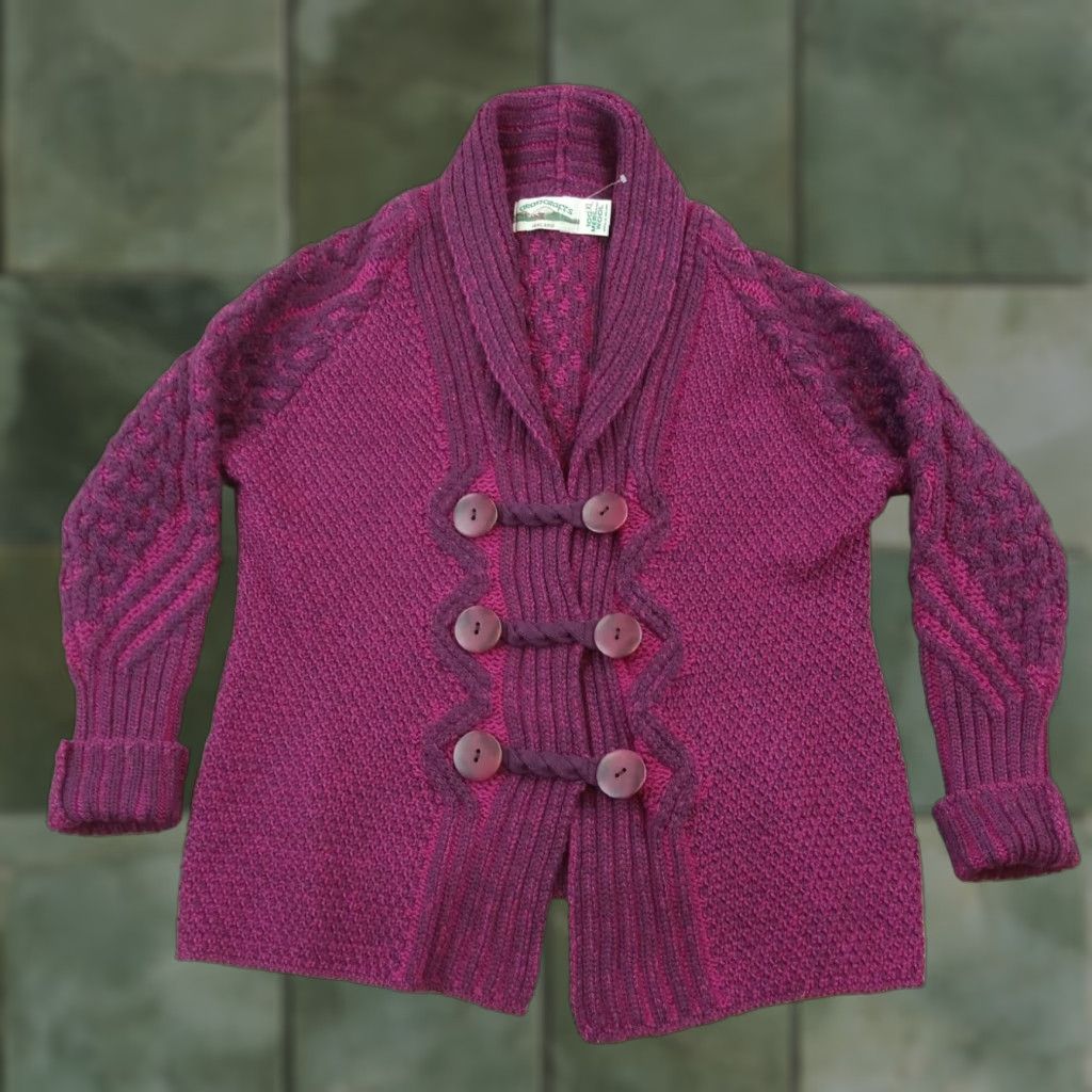 Vintage Womens Merino Wool Sweater Extra Large XL Purple Button Front Cardigan Size XL / US 12-14 / IT 48-50 - 1 Thumbnail