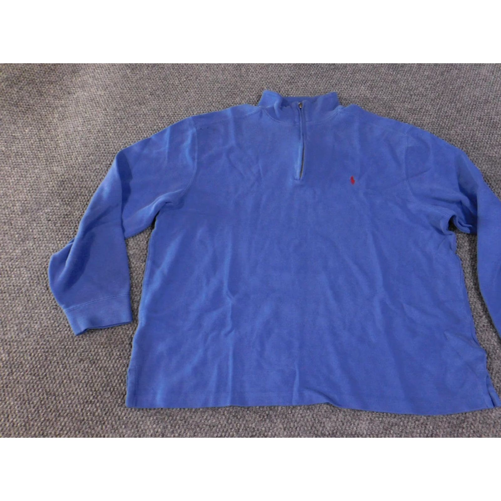 Polo Ralph Lauren VINTAGE Polo Ralph Lauren Pullover Mens 2XL Blue Quarter Zip Sweatshirt Mock Neck Cotton Big Pony Size US XXL / EU 58 / 5 - 3 Thumbnail