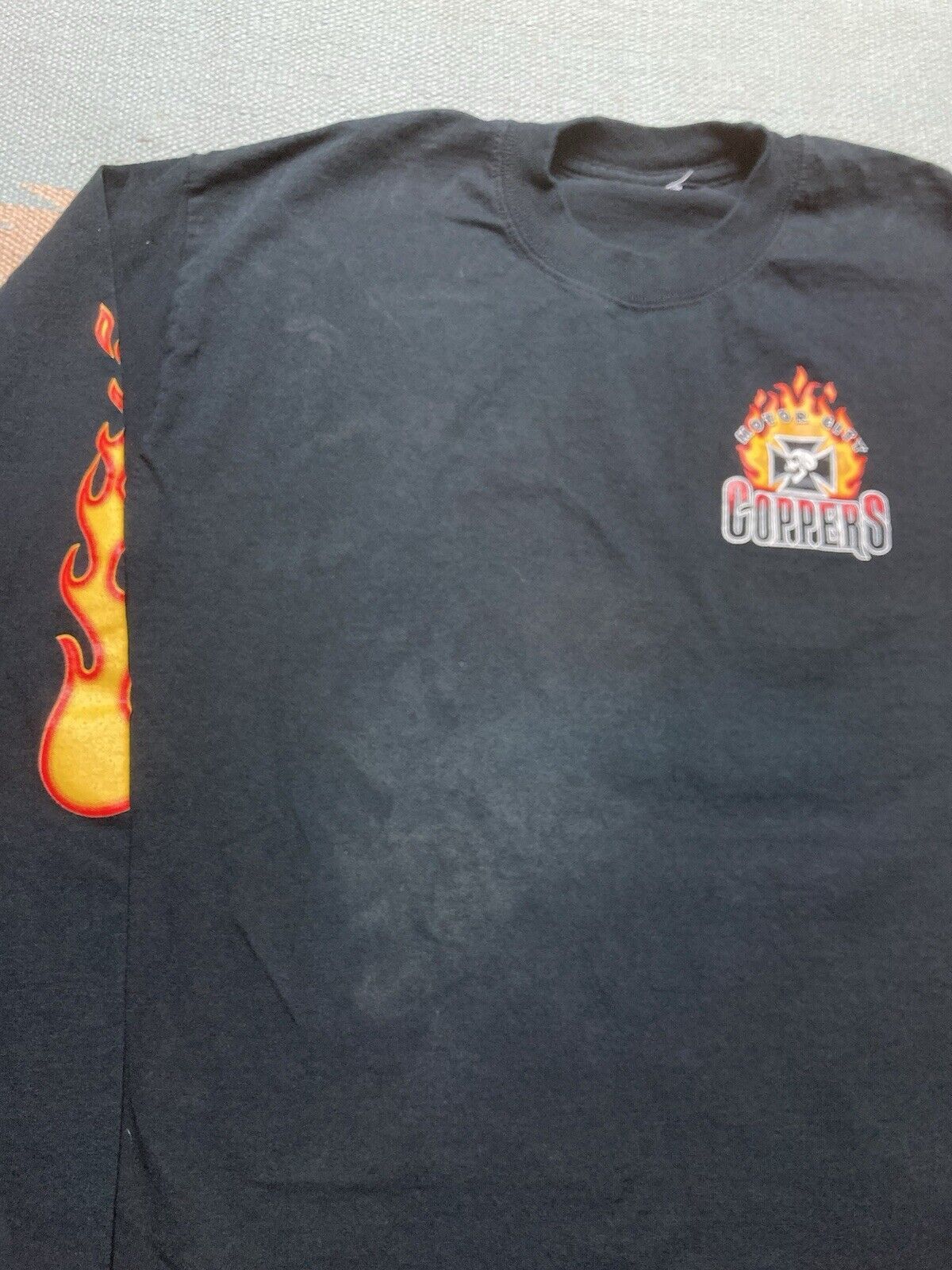 Vintage t shirt motor city coppers flames skull cross grunge goth L Size US L / EU 52-54 / 3 - 5 Thumbnail