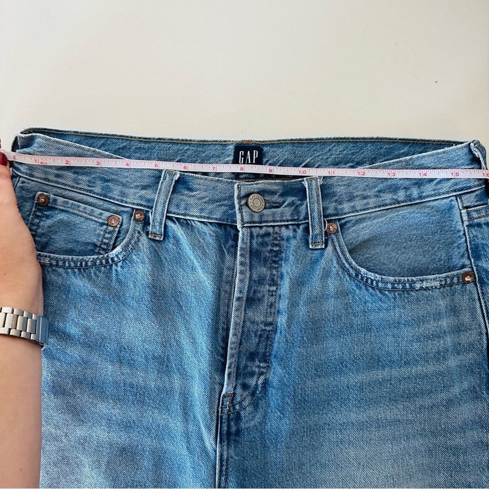 Gap GAP Boyfriend Distressed Straight Leg Blue Ankle Denim Jeans Size 28" / US 6 / IT 42 - 4 Thumbnail