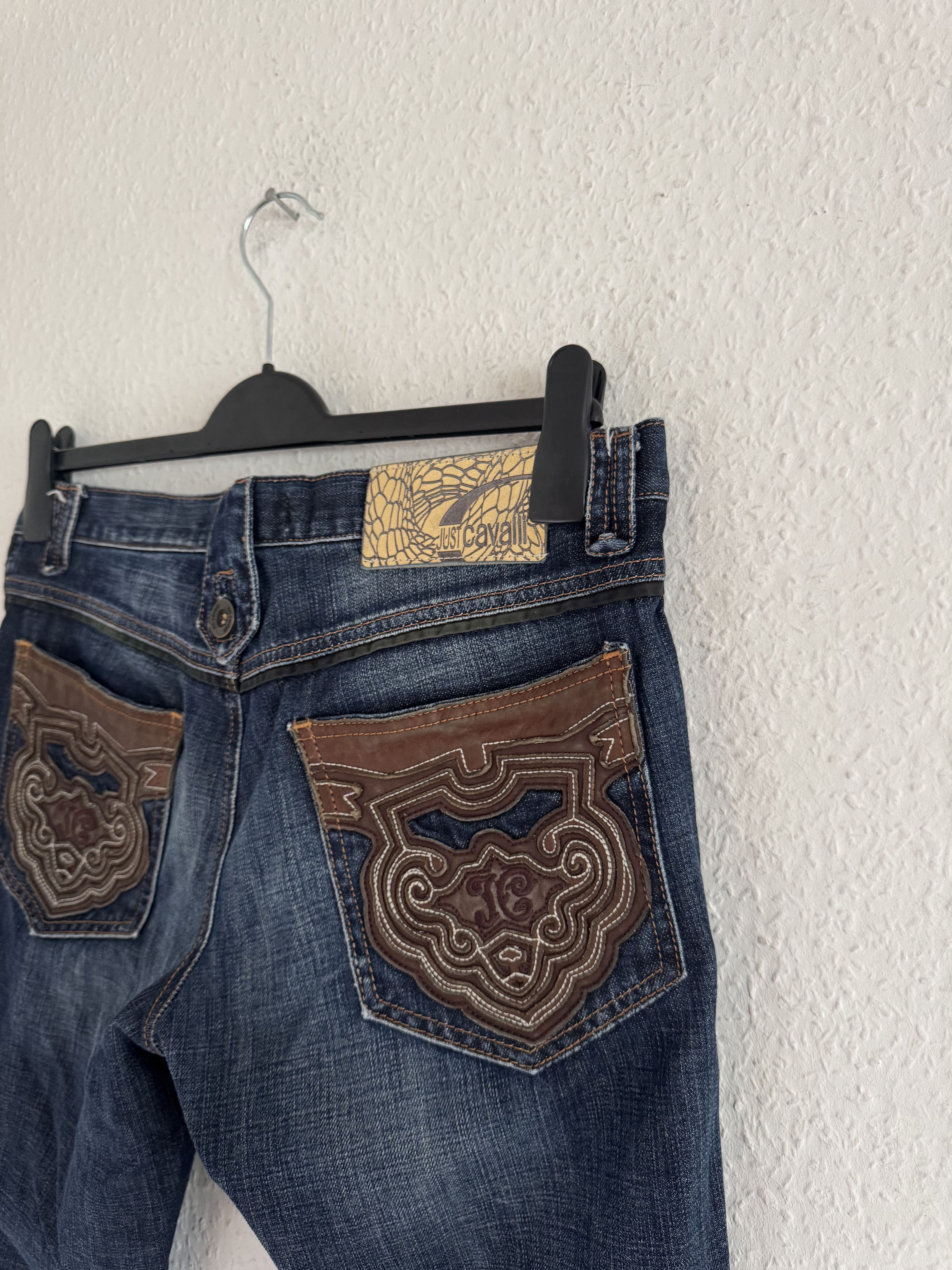 Just Cavalli Ornate Leather Pocket Denim Jeans Size US 33 - 12 Thumbnail