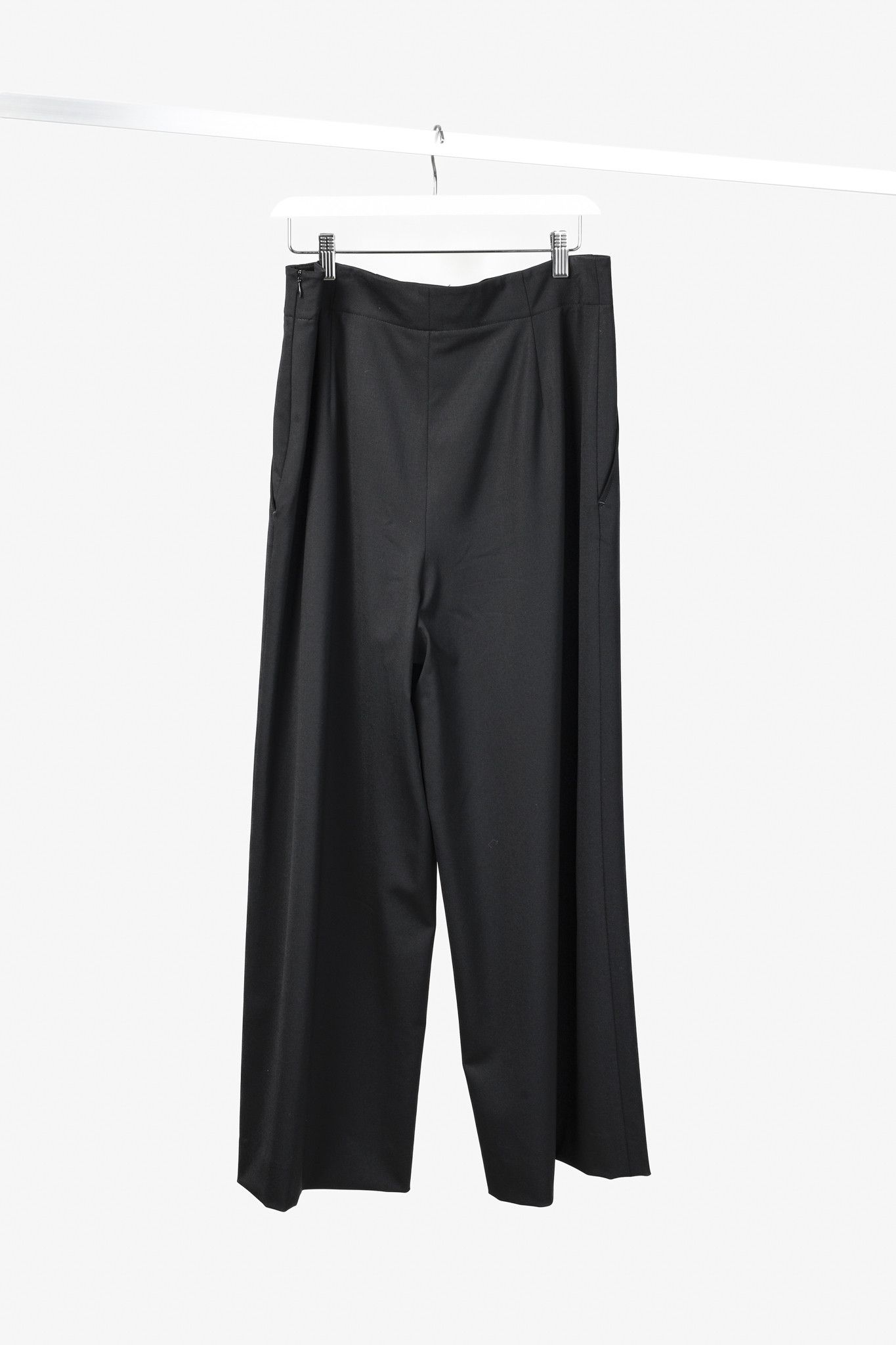 Lafayette 148 Lafayette 148 Black Pleated Front Wide Wool Pant Size 32" / US 10 / IT 46 - 2 Thumbnail