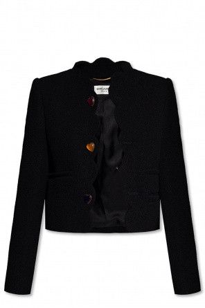 Saint Laurent Paris o1bcso1str1124 Cropped Jacket in Black Size XXS / US 00 / IT 34 - 1 Thumbnail