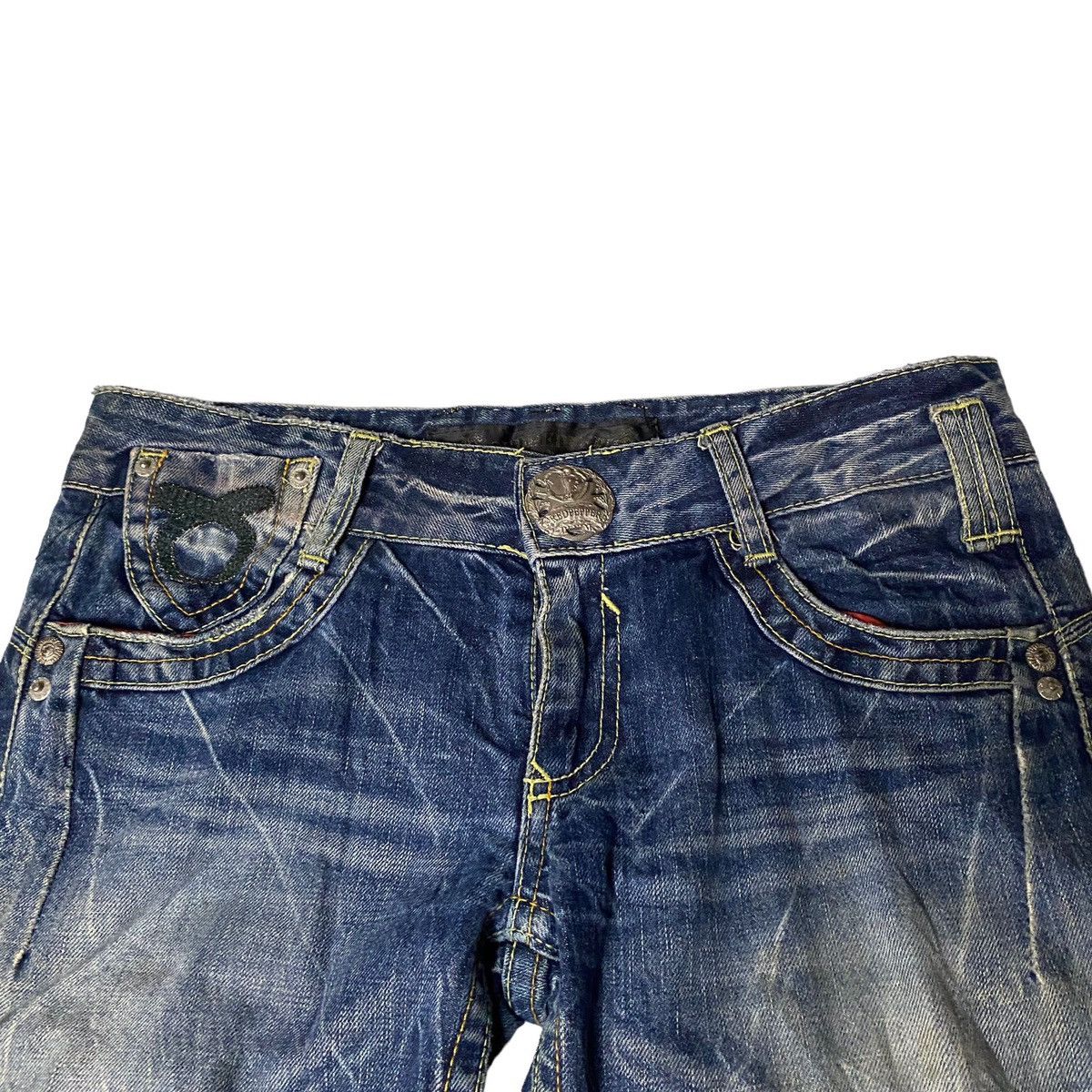 If Six Was Nine × Japanese Brand × Le Grande Bleu (L.G.B.) Lolita Red Pepper Flared Seawash Patched Jeans Size US 28 / EU 44 - 5 Thumbnail