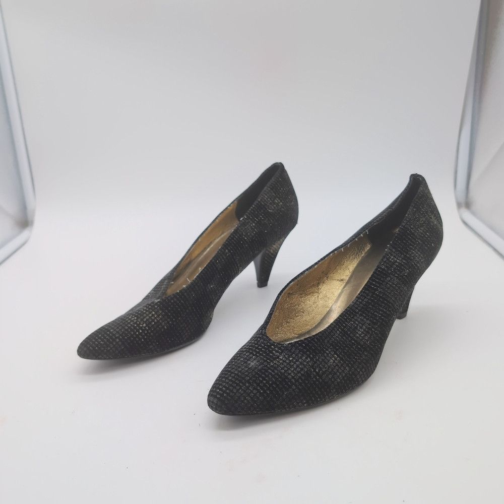 Other Vintage Nina Sz 10 Black Sparkle Women's Heels Size US 10 / IT 40 - 2 Thumbnail