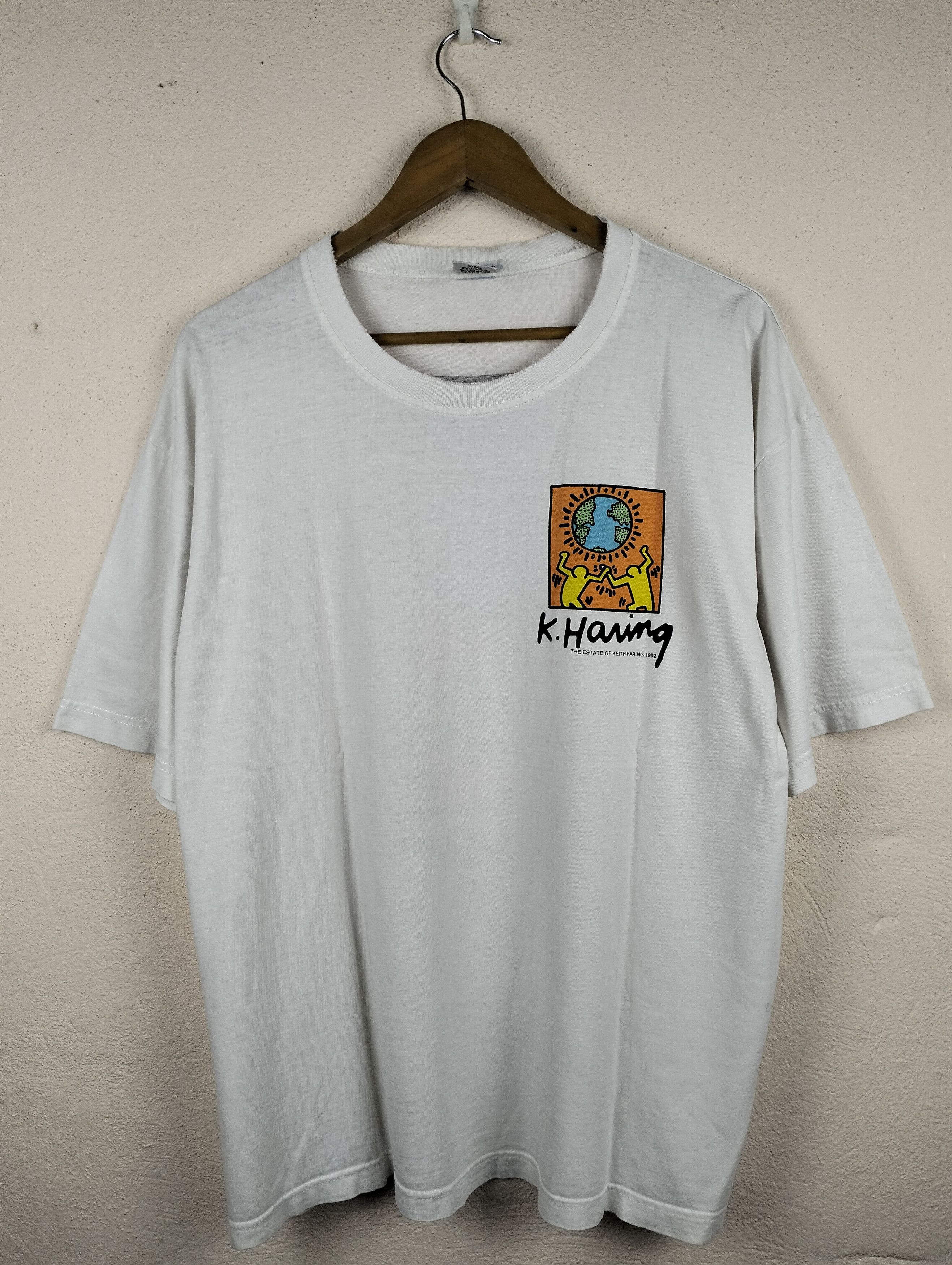 Keith Haring × Vintage Vintage Bootleg 90's Keith Haring / Pop Shop /Art T shirt Size US XL / EU 56 / 4 - 1 Thumbnail