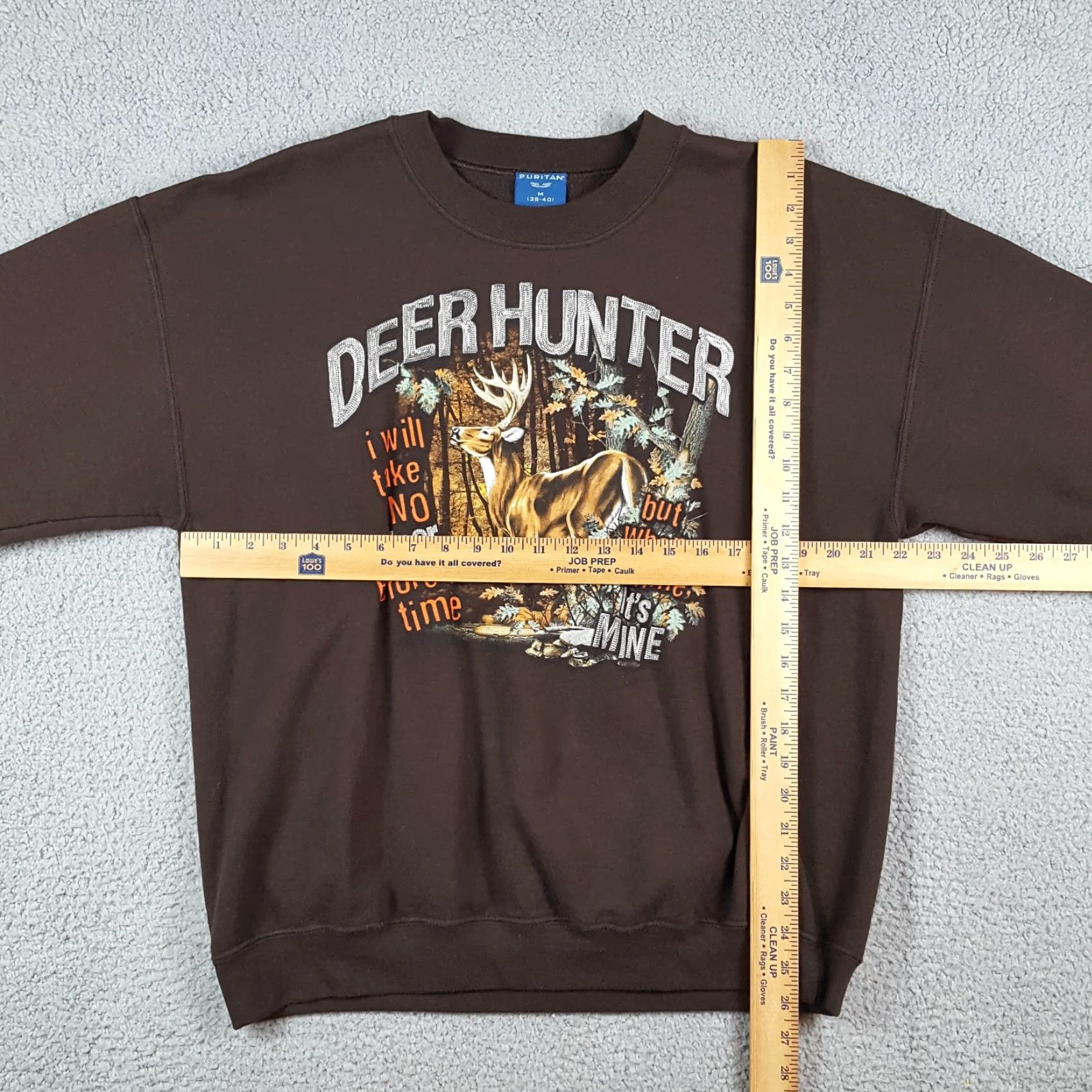 Hunter VINTAGE Puritan Deer Hunter Sweatshirt Pullover Crewneck M Brown cotton blend fleece Men Vintage 90s Outdoor Sports USA University Hunting Size US M / EU 48-50 / 2 - 6 Thumbnail
