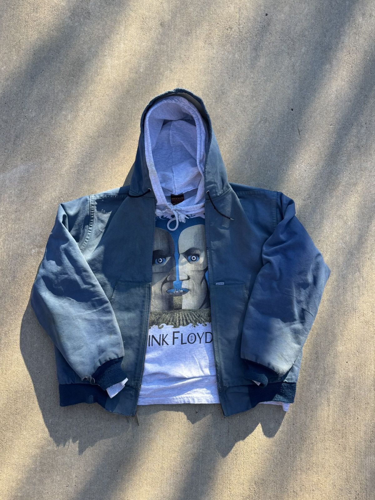 Carhartt 90s Carhartt Thermal Lined Sun Faded Blue Jacket With Hood Size US M / EU 48-50 / 2 - 1 Thumbnail