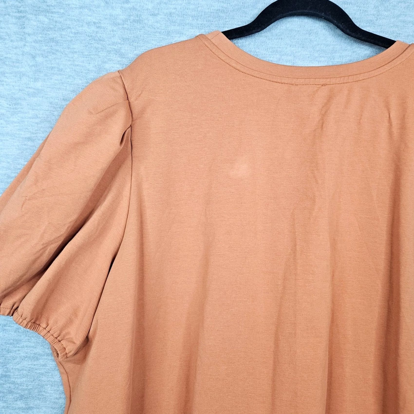 Vintage TEREA BY ANDREA PITTER Women’s Orange Puffy Sleeve Tie Front Top Sz 4X NEW Blouse Shirt Regular Short Sleeve Cotton Blend Elastane Size XXL / US 16-18 / IT 52-54 - 6 Thumbnail