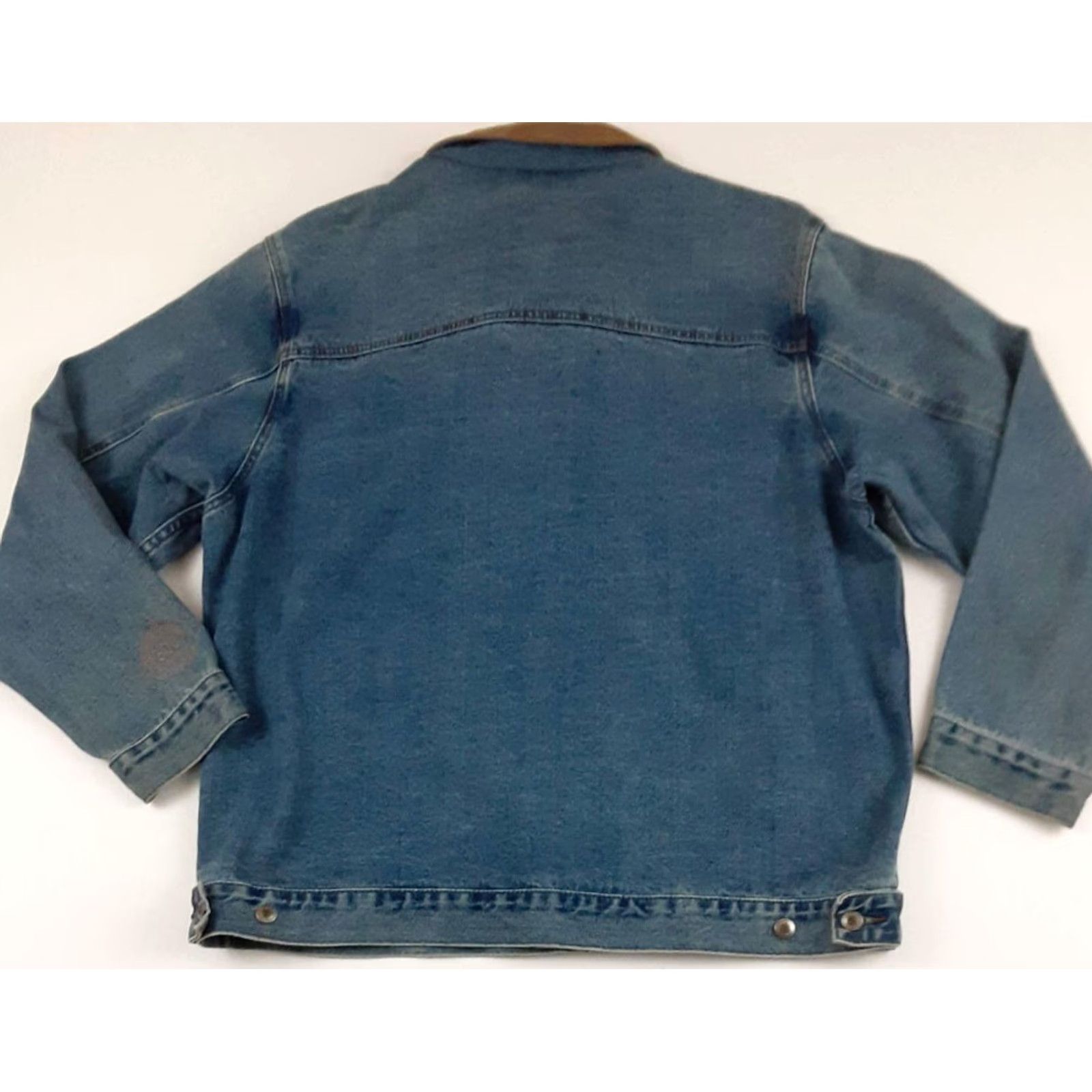 Dunbrooke VINTAGE Dunbrooke Rail 600 Days Injury Free Blue Jeans Jacket XL Blue Denim Bomber Jacket Mens Leather Suede Collar, All Seasons, Chicago Division Size US 36 / EU 52 - 8 Thumbnail