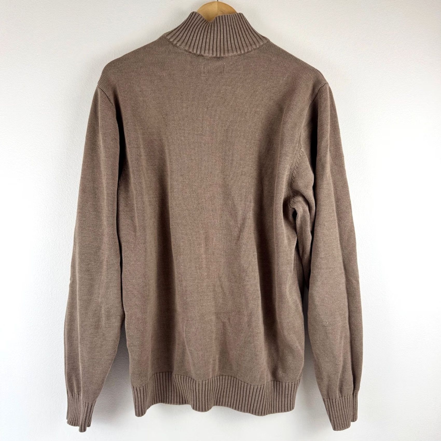 Haggar Haggar Mens XL Taupe Brown 1/4 Zip Cotton Blend Pullover Sweater HGHF7S6005 Size US XL / EU 56 / 4 - 2 Thumbnail