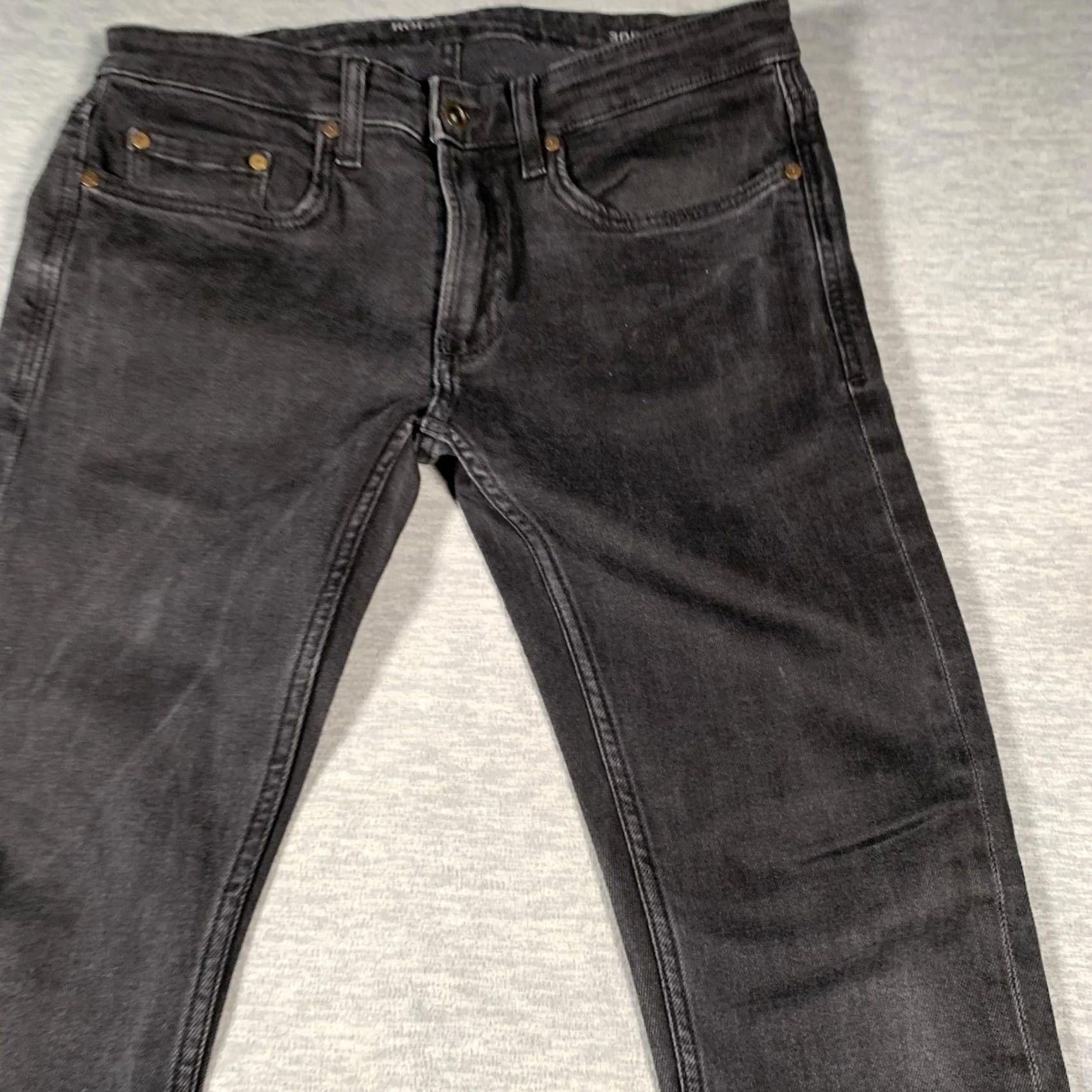 Rodd & Gunn Rodd & Gunn Jeans Mens 30R Slim Fit Denim Black Charcoal Leather Trim Size US 30 / EU 46 - 4 Thumbnail