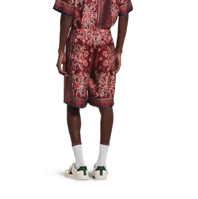 Gucci oc11z526 Printed Silk Twill Shorts in Red Size US 32 / EU 48 - 5 Thumbnail