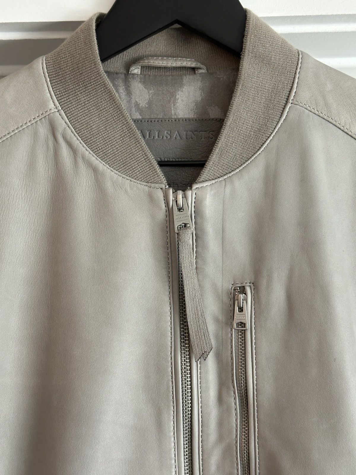 Allsaints AllSaints Miko Lamb Leather Bomber Taupe Medium Size US M / EU 48-50 / 2 - 2 Thumbnail