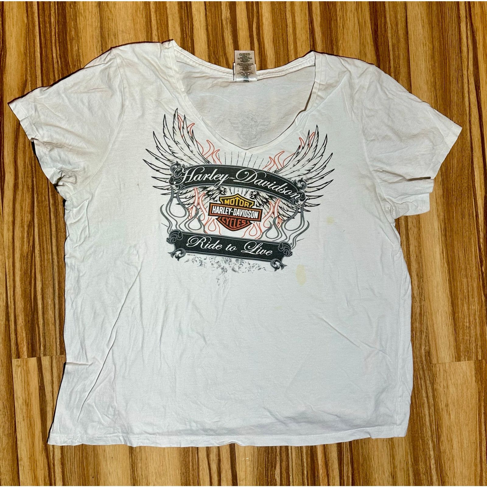 Harley Davidson Harley Davidson Ride To Live Alexandria MN. White V-Neck Size XL / US 12-14 / IT 48-50 - 1 Thumbnail