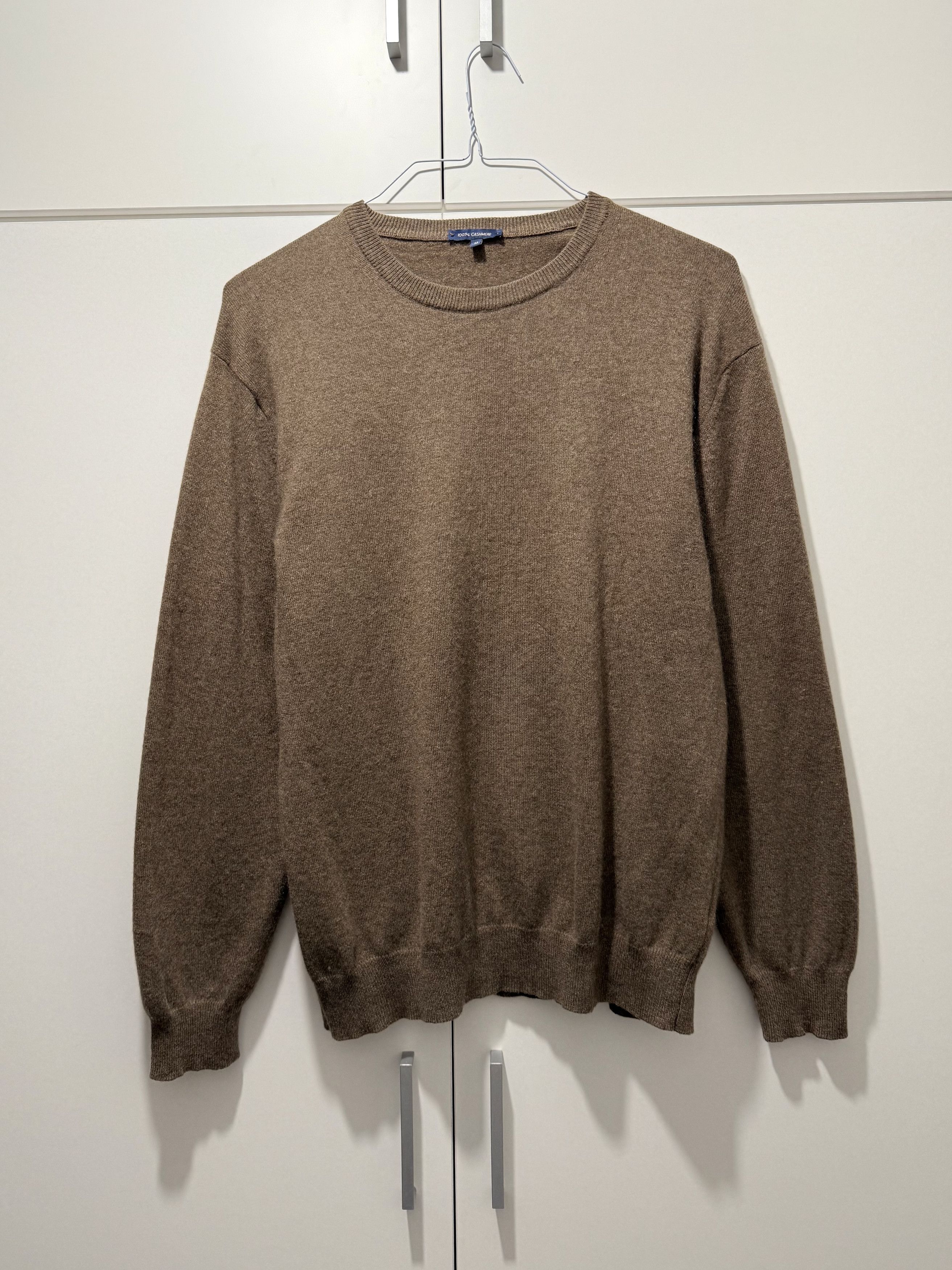 Autumn Cashmere Men's Pure Cashmere Brown Crew Neck Knit Sweater (M) Size US M / EU 48-50 / 2 - 1 Thumbnail