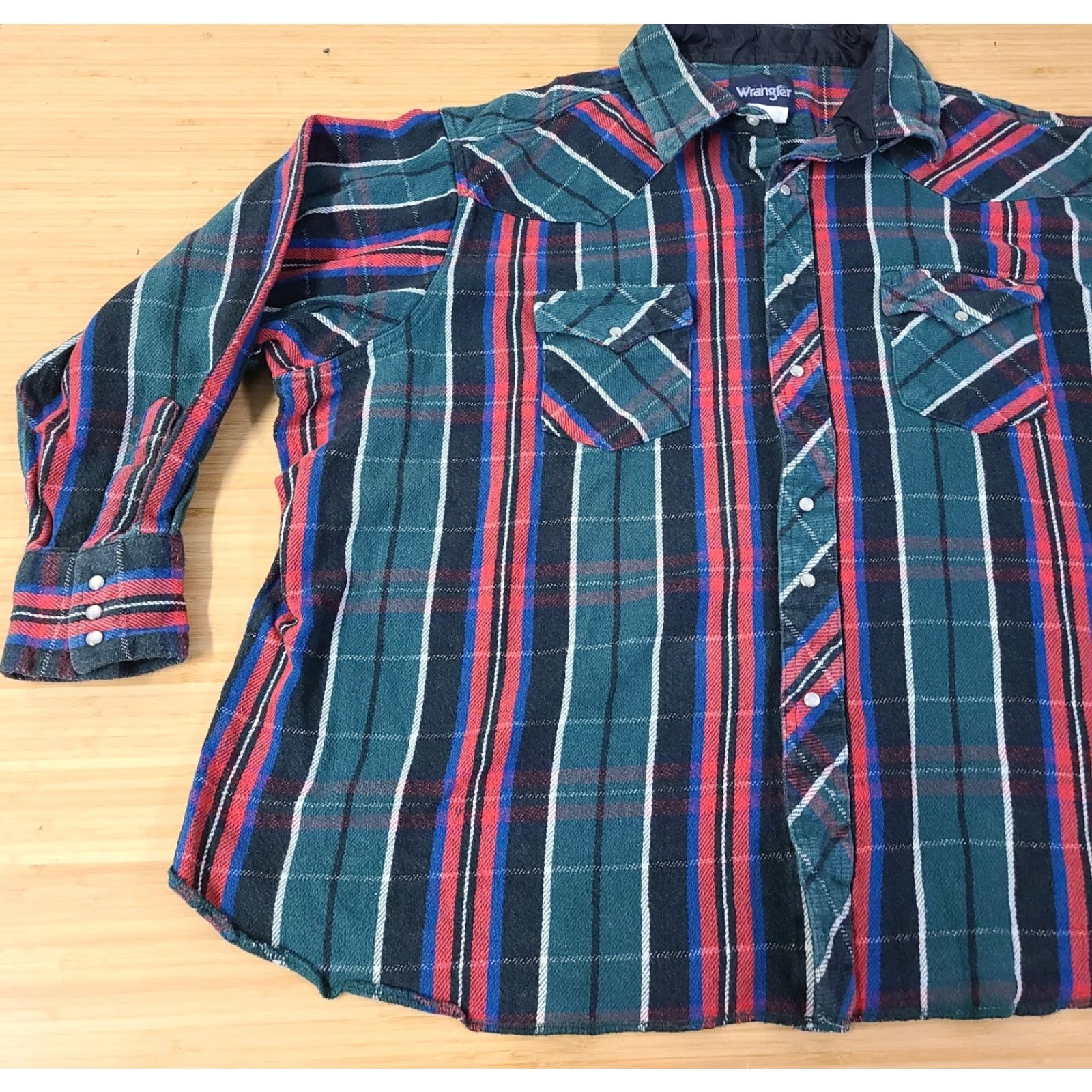Wrangler Wrangler Shirt Mens 4X Plaid Long Sleeve Flannel Pearl Snap Western Button-Up Casual, All Seasons, Multicolor, Cotton, Slim Fit, 4X Men Size US XXL / EU 58 / 5 - 3 Thumbnail