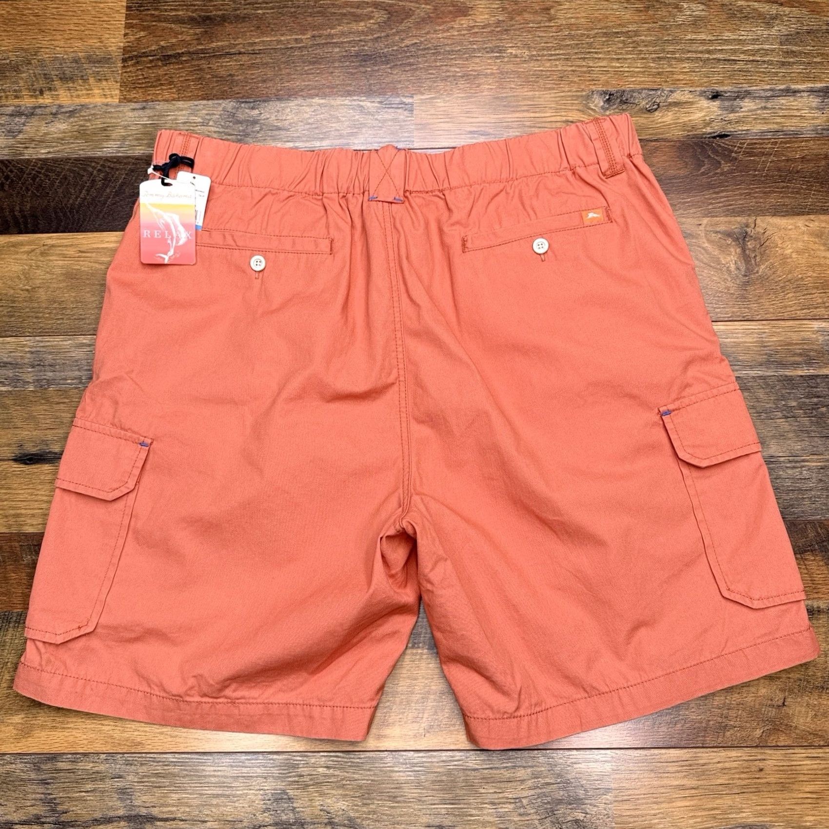 Tommy Bahama Tommy Bahama Cargo Shorts Mens XL Orange Canvas Drawstring Pockets Relaxed 8in Inseam Tropicana Logo New Size US 36 / EU 52 - 2 Thumbnail