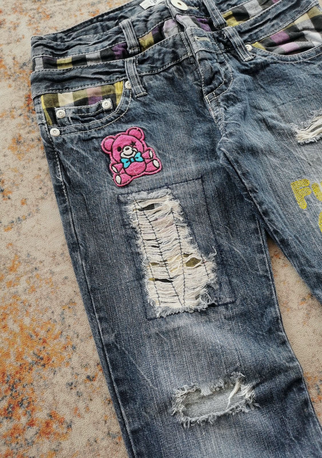 Ed Hardy Colza Japan Rakish Style Funky Girls Double Waist Jeans Size 28" / US 6 / IT 42 - 6 Thumbnail