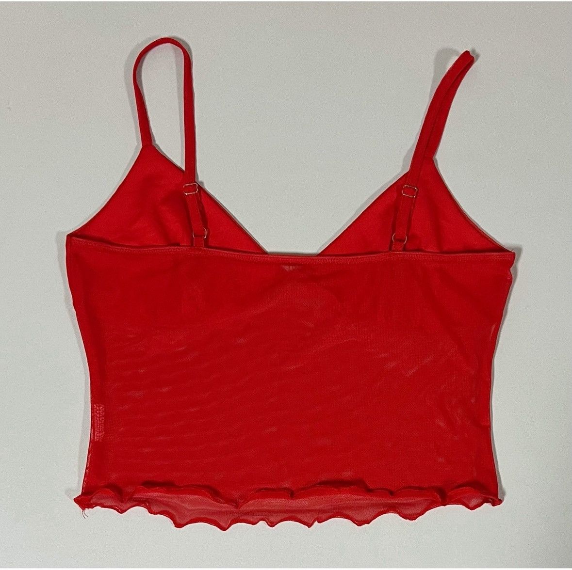Japanese Brand Red Mesh Tank Crop Top Cami Camisole Shirt Blouse Size S ❤️ Size S / US 4 / IT 40 - 3 Thumbnail