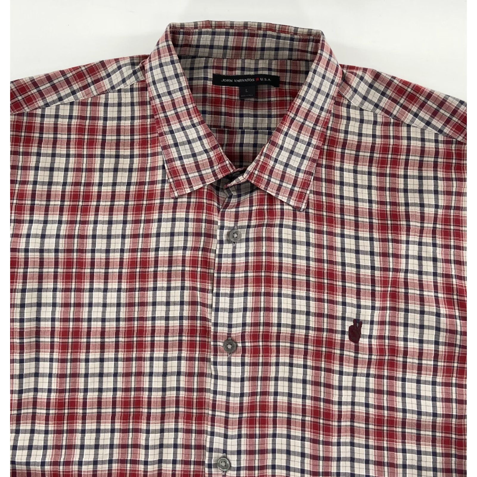 John Varvatos John Varvatos USA Men's Button Up Long Sleeve Plaid Cotton Shirt Size Large Red Size US L / EU 52-54 / 3 - 3 Thumbnail