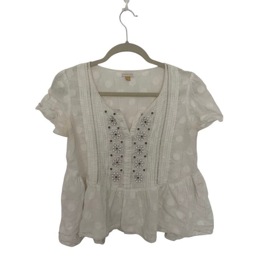 Anthropologie Leifsdottir Anthropologie White Cotton Serein Embroidered Pe Size S / US 4 / IT 40 - 4 Thumbnail