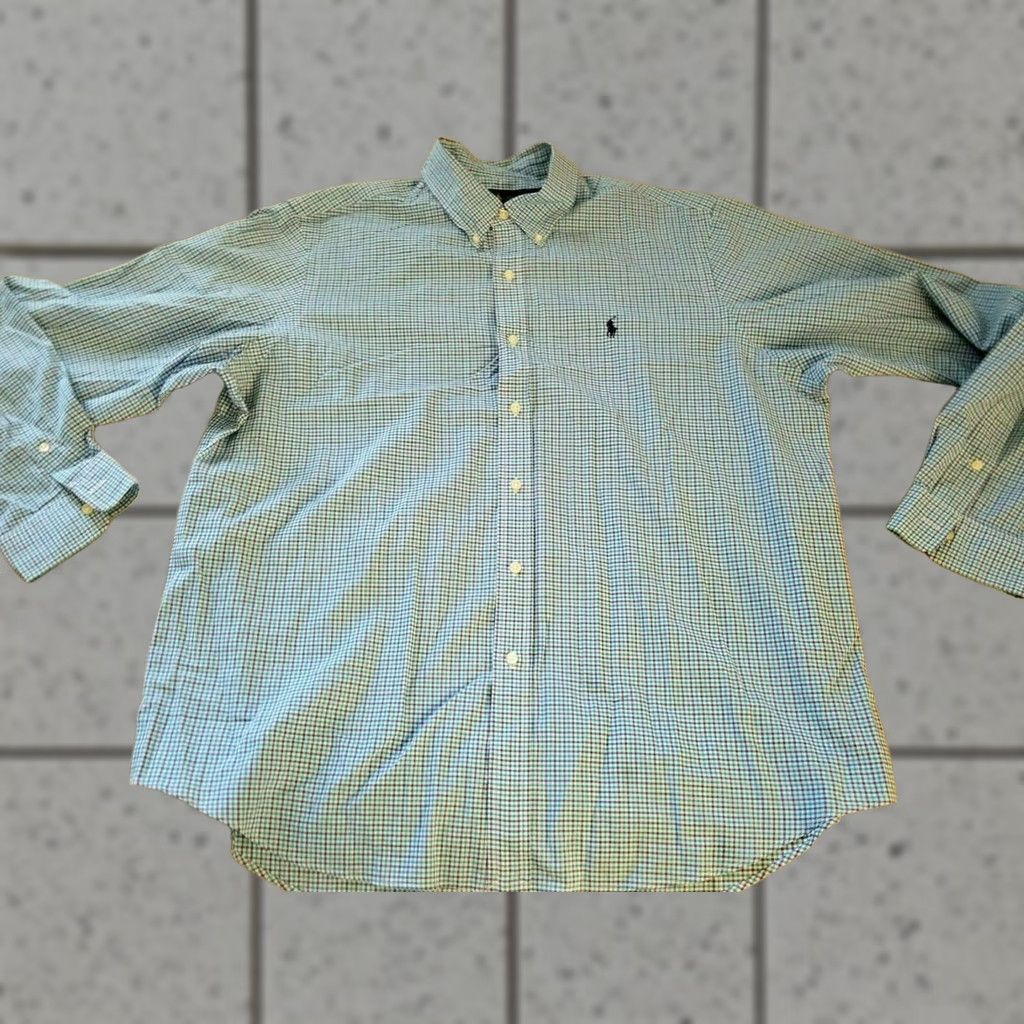 Polo Ralph Lauren Polo Ralph Lauren Shirt Mens XL Blue Button-Up Cotton Dress Shirt Long Sleeve Size 46R - 1 Thumbnail
