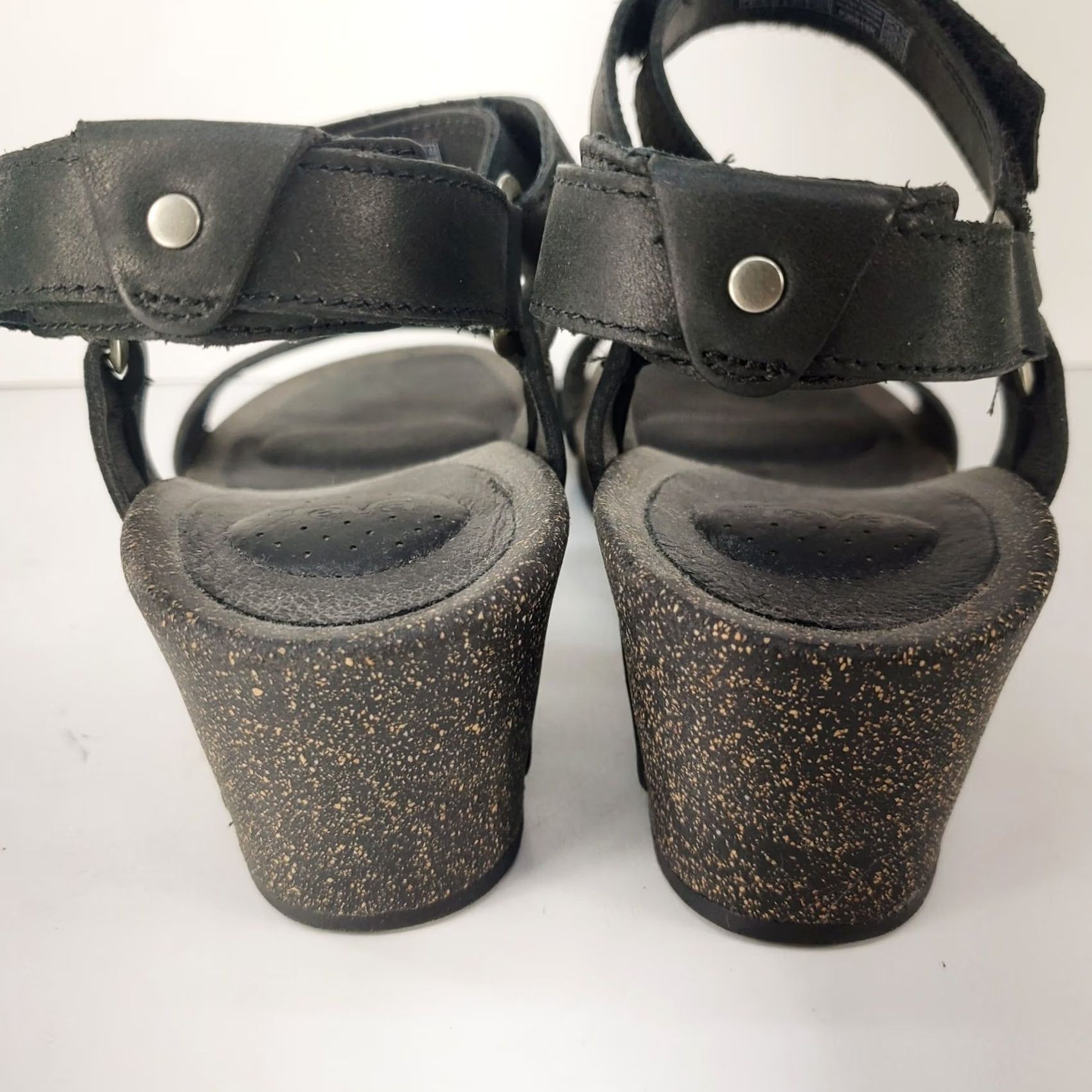 Teva Teva Women’s Ysidro Stitch Black Leather Wedge Sandals Size 8.5 Size US 9 / IT 39 - 6 Thumbnail