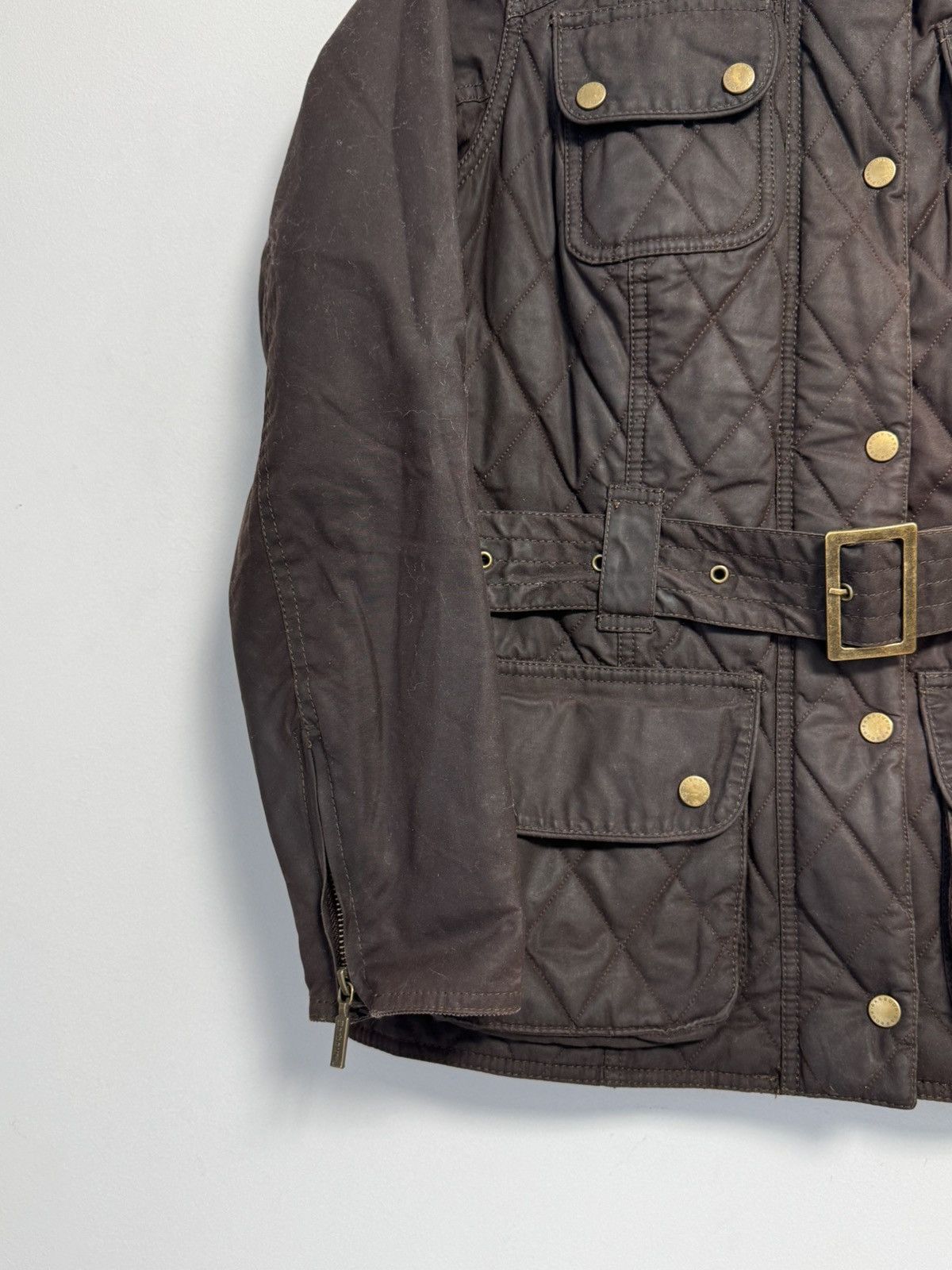 Barbour Barbour Quilted Wax Jacket With Belt - Olive Green Brown Size M / US 6-8 / IT 42-44 - 7 Thumbnail