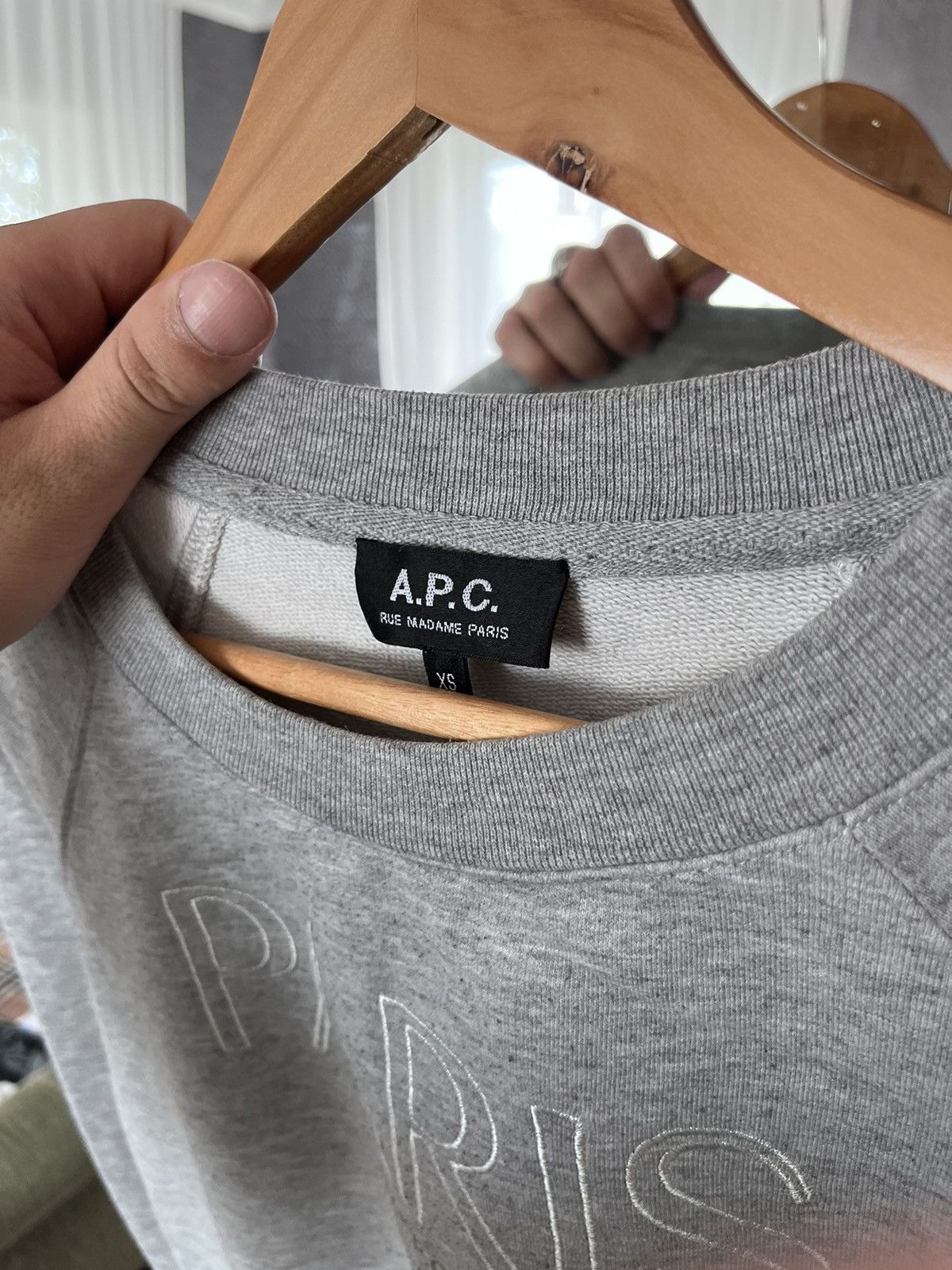 A.P.C. APC Grey Big Logo Paris Cotton Sweatshirt Jumper Size XS / US 0-2 / IT 36-38 - 8 Thumbnail
