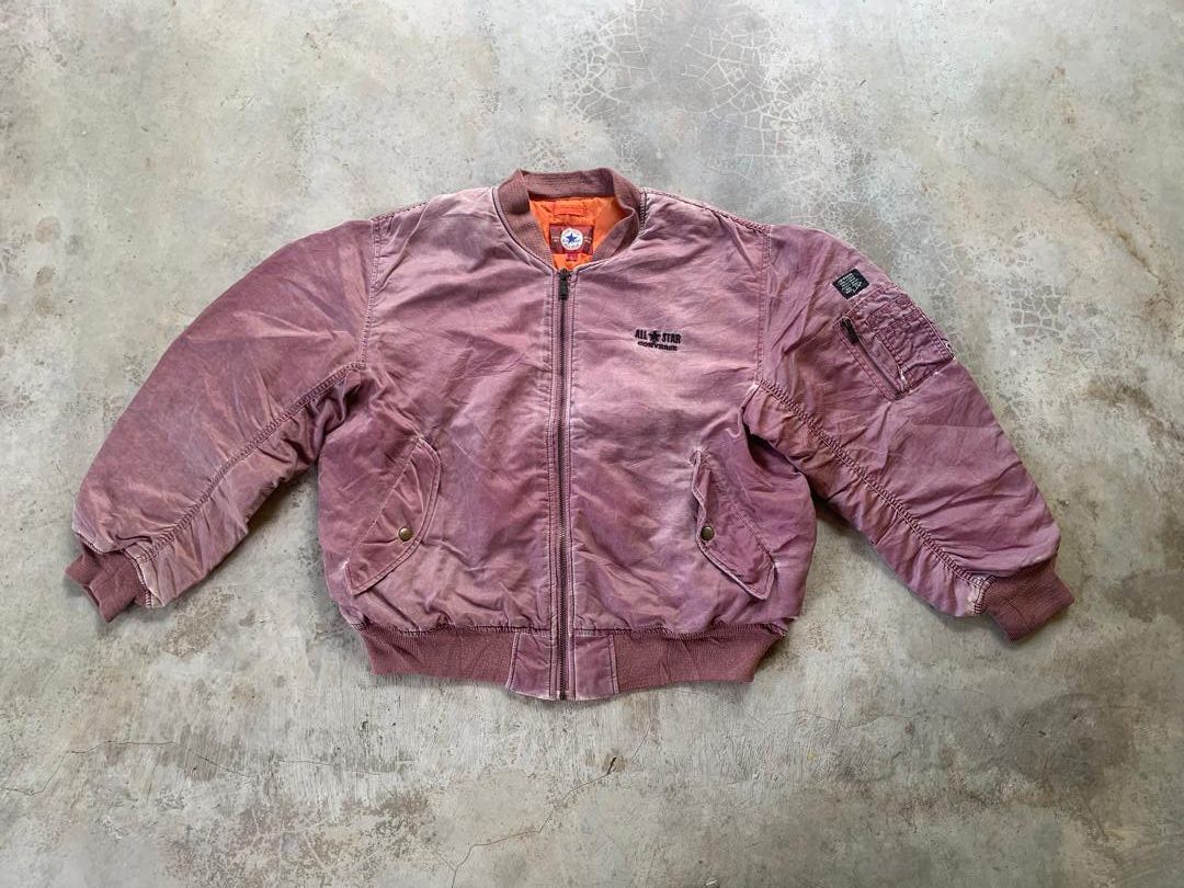 Converse × Vintage Converse Faded Red Bomber Jacket Size US L / EU 52-54 / 3 - 3 Thumbnail