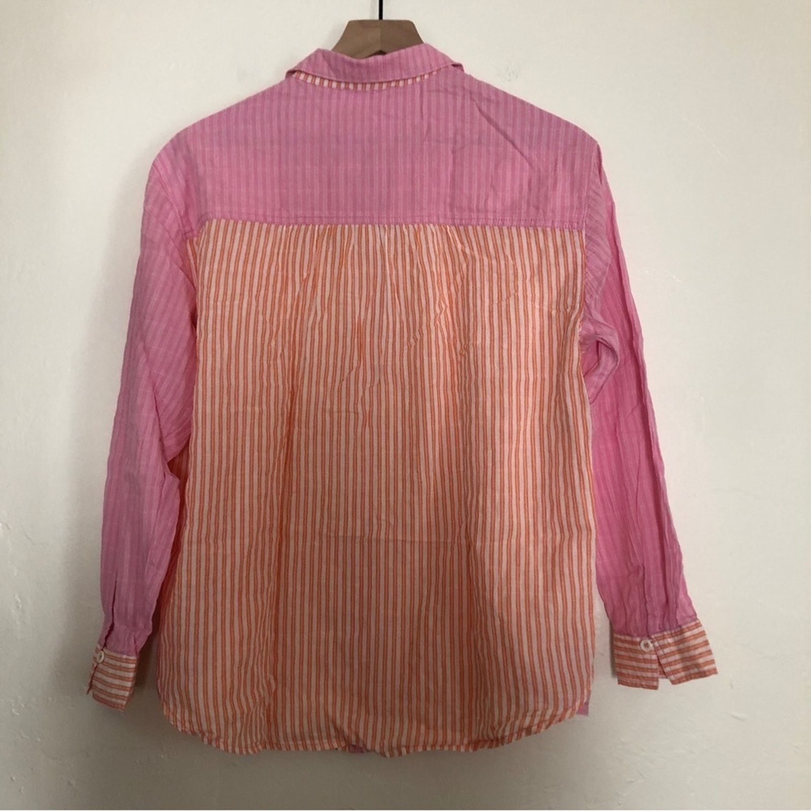 Other beachlunchlounge Pink Orange Striped Button Beach Blouse Top Size M / US 6-8 / IT 42-44 - 7 Thumbnail