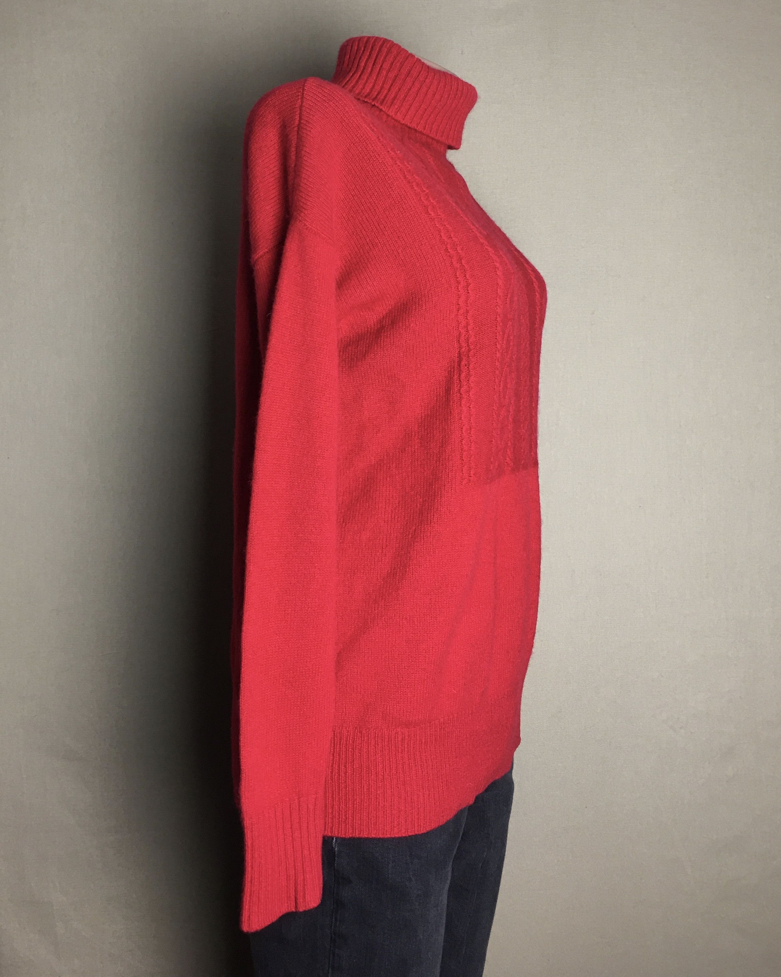 Designer Paul Costelloe Cashmere Red Turtle Neck Sweater Size S / US 4 / IT 40 - 2 Thumbnail
