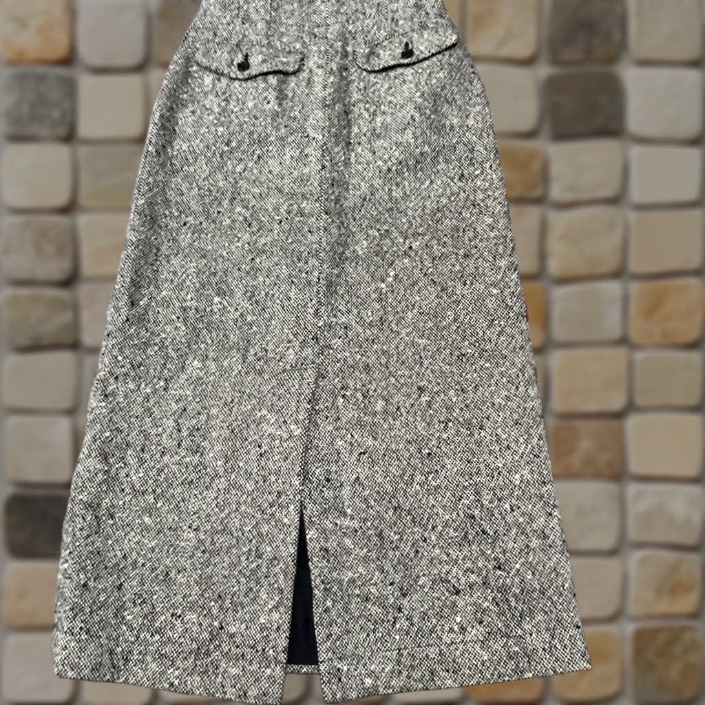 Vintage VINTAGE Comme des Garçons Tweed Long Skirt S Gray Wool 100% Cupro Lining Women's Skirt 33cm Back Slit XSZ Size 28" / US 6 / IT 42 - 1 Thumbnail