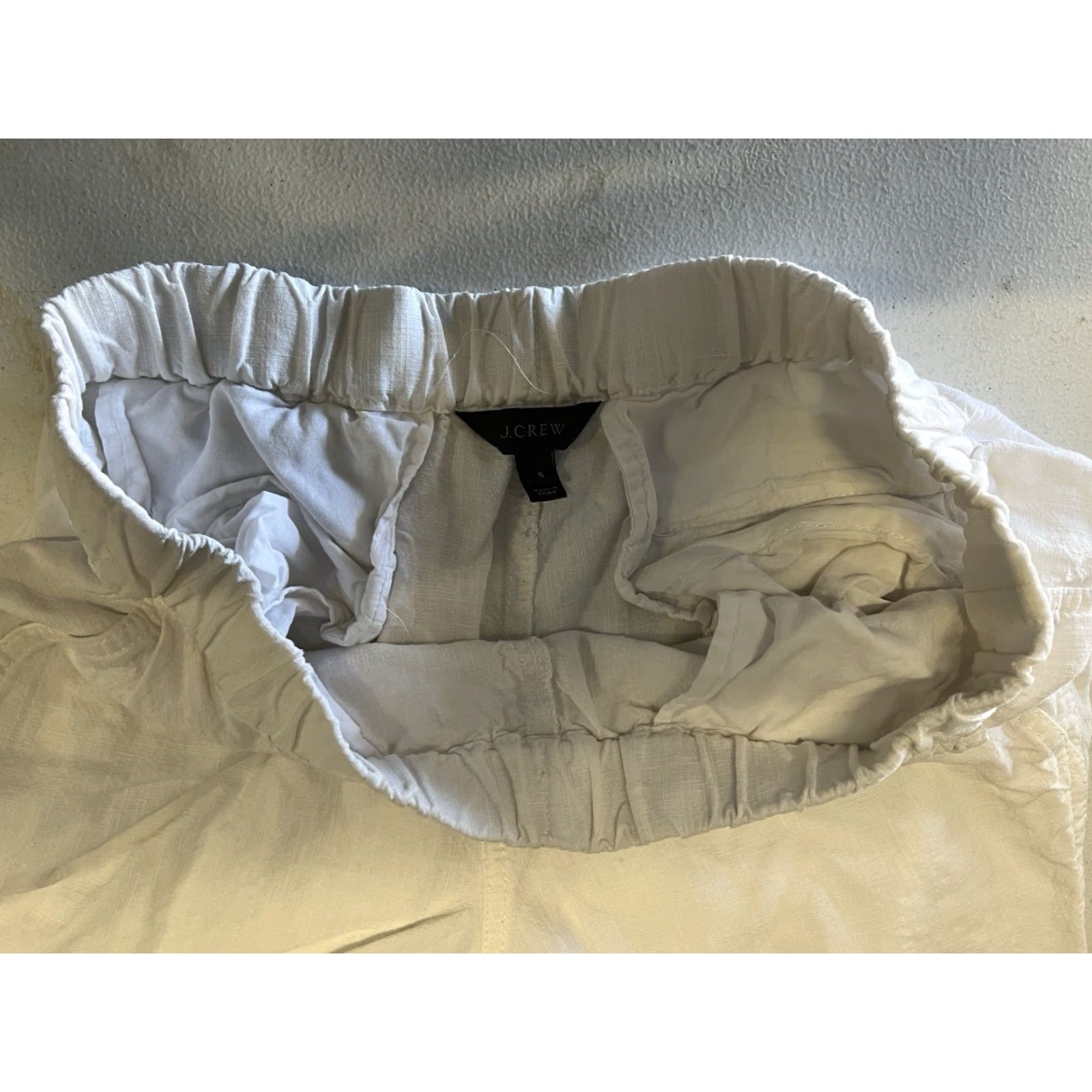 J.Crew J.CREW Women’s 6 Seaside Linen Lyocell Jogger Pants White Elastic Waist Tapered Front Flat Front Knit Pockets Light Comfort Easy Care Size 28" / US 6 / IT 42 - 6 Thumbnail