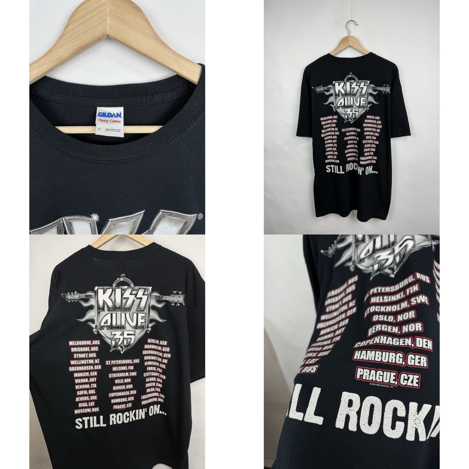 Gildan VINTAGE Kiss Alive 35 World Tour 1973 2008 T-Shirt Retro XL Mens Black Gildan Regular Size XL Shirt Size US XL / EU 56 / 4 - 8 Thumbnail