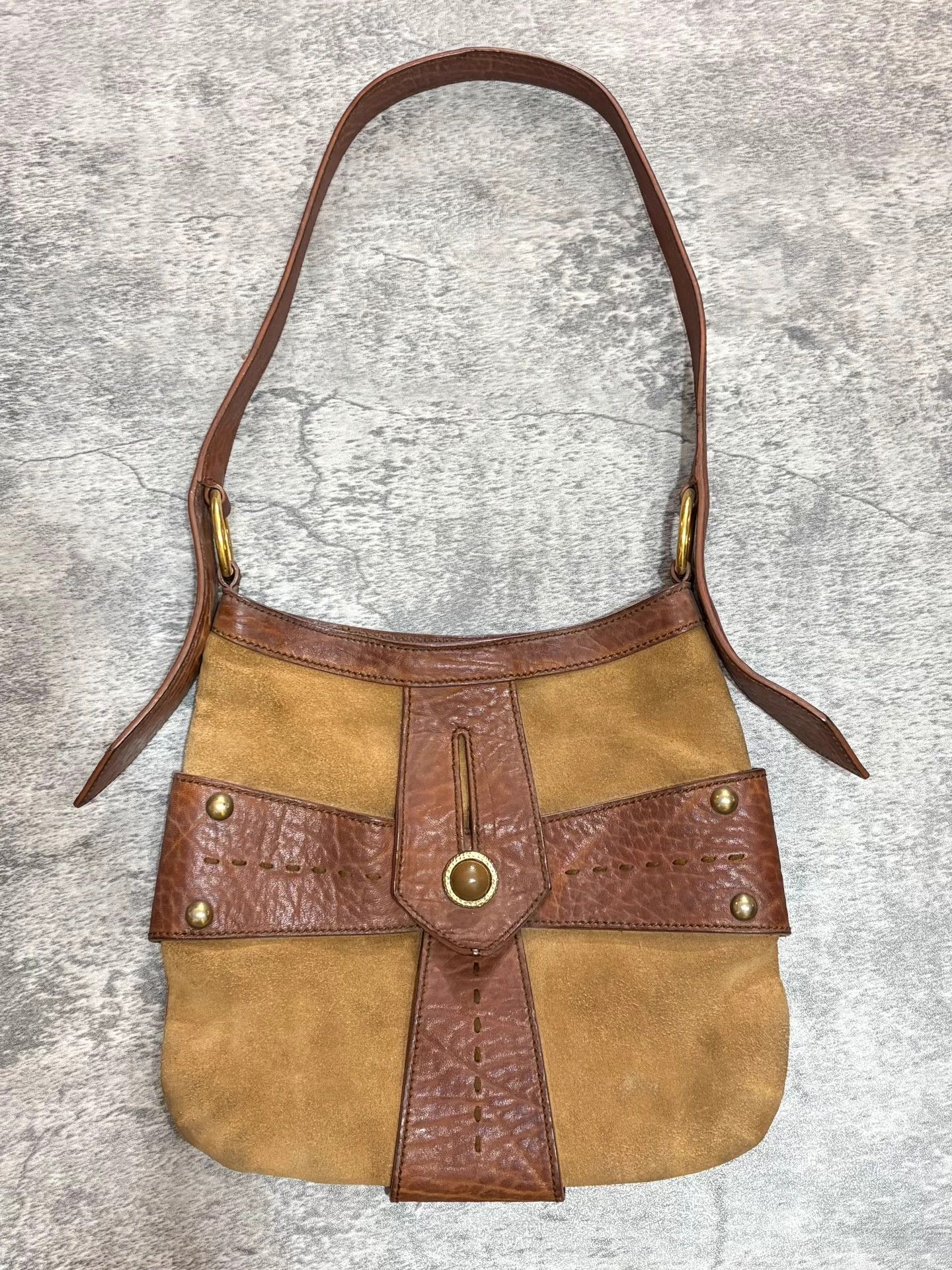 Yves Saint Laurent YSL Vintage Crucifix Suede Leather Limited Shoulder Bag Size ONE SIZE - 1 Thumbnail