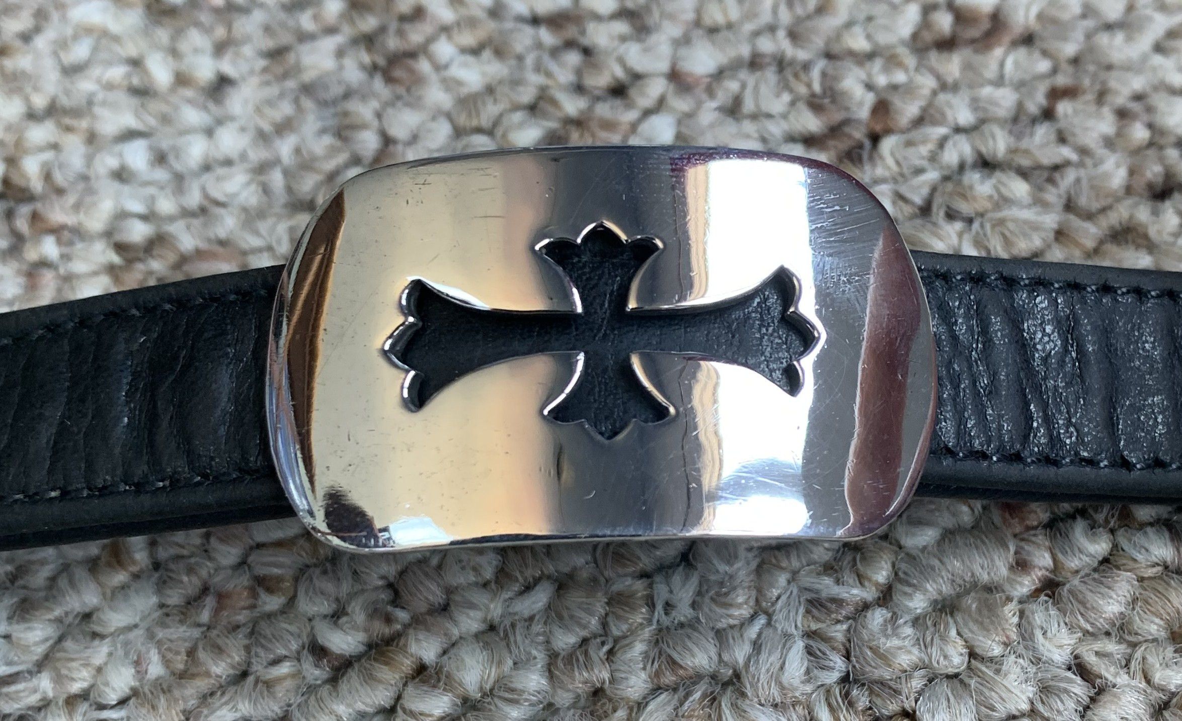 Chrome Hearts Chrome Hearts Silver Cross Gunslinger Leather Bracelet Size ONE SIZE - 11 Thumbnail